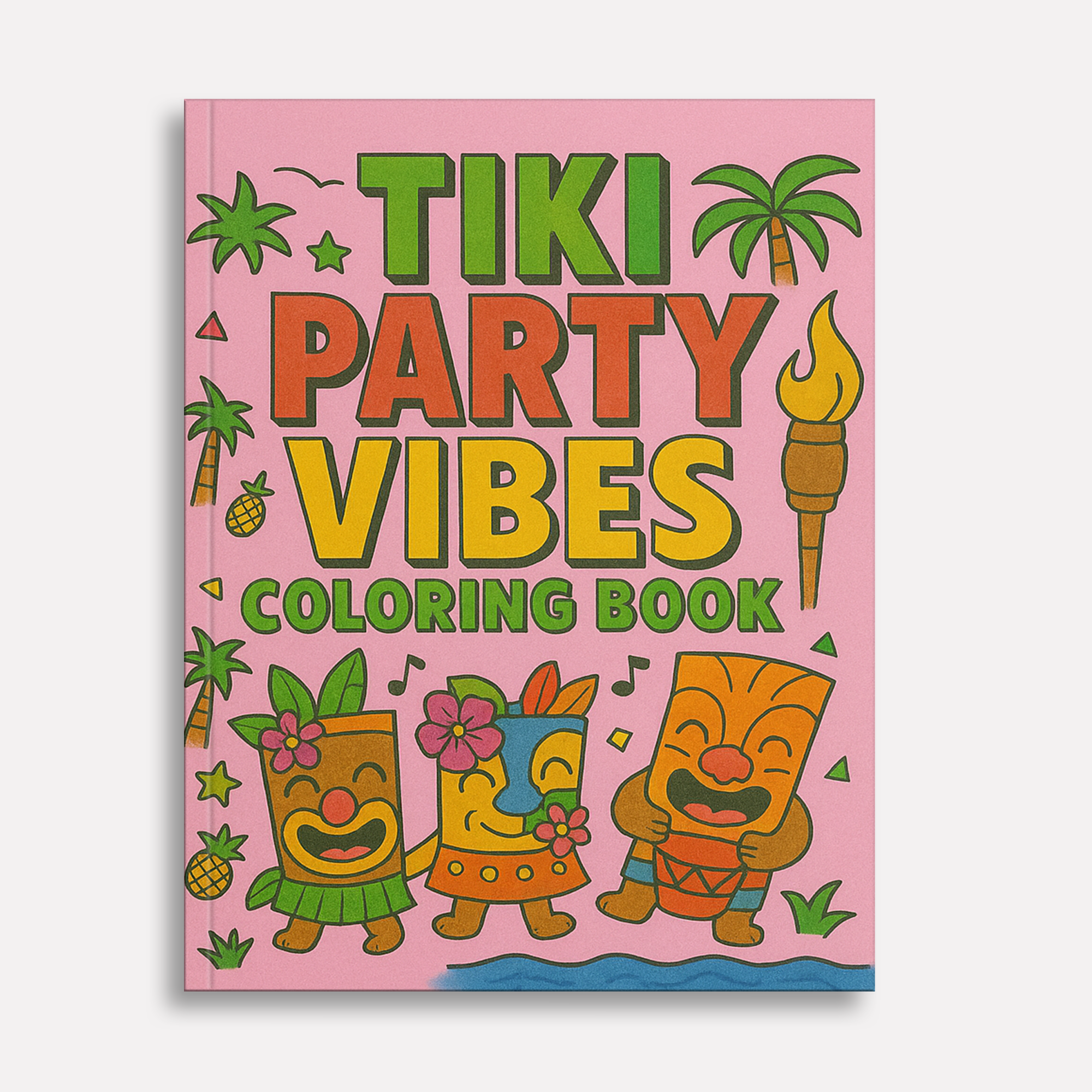 Tiki Party Vibes Coloring Pages – 48 Pages – Fun, Playful, Luau Adventures – For Kids