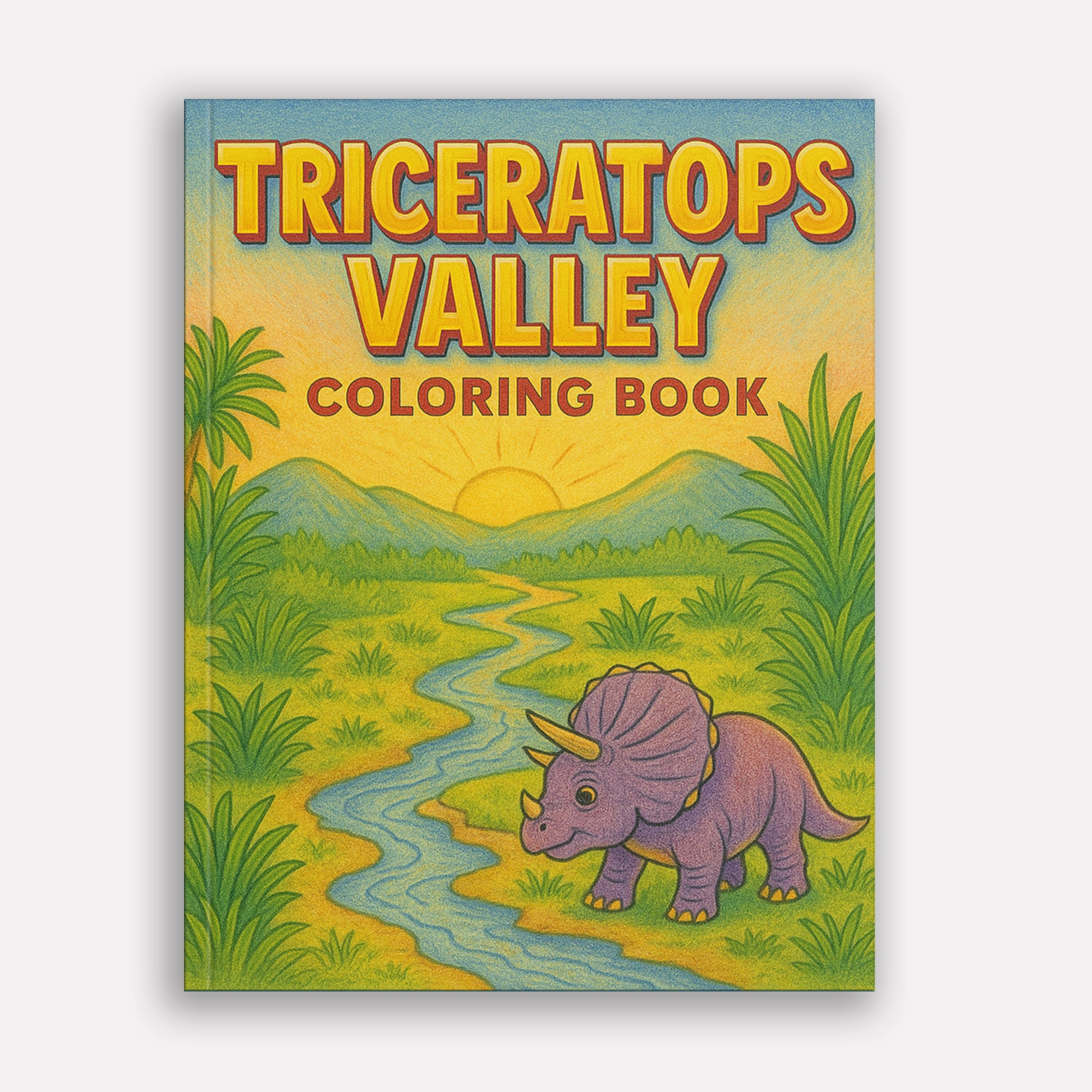Triceratops Valley Coloring Pages – 48 Pages – Cute, Peaceful, Dinosaur Family Moments – For Kids