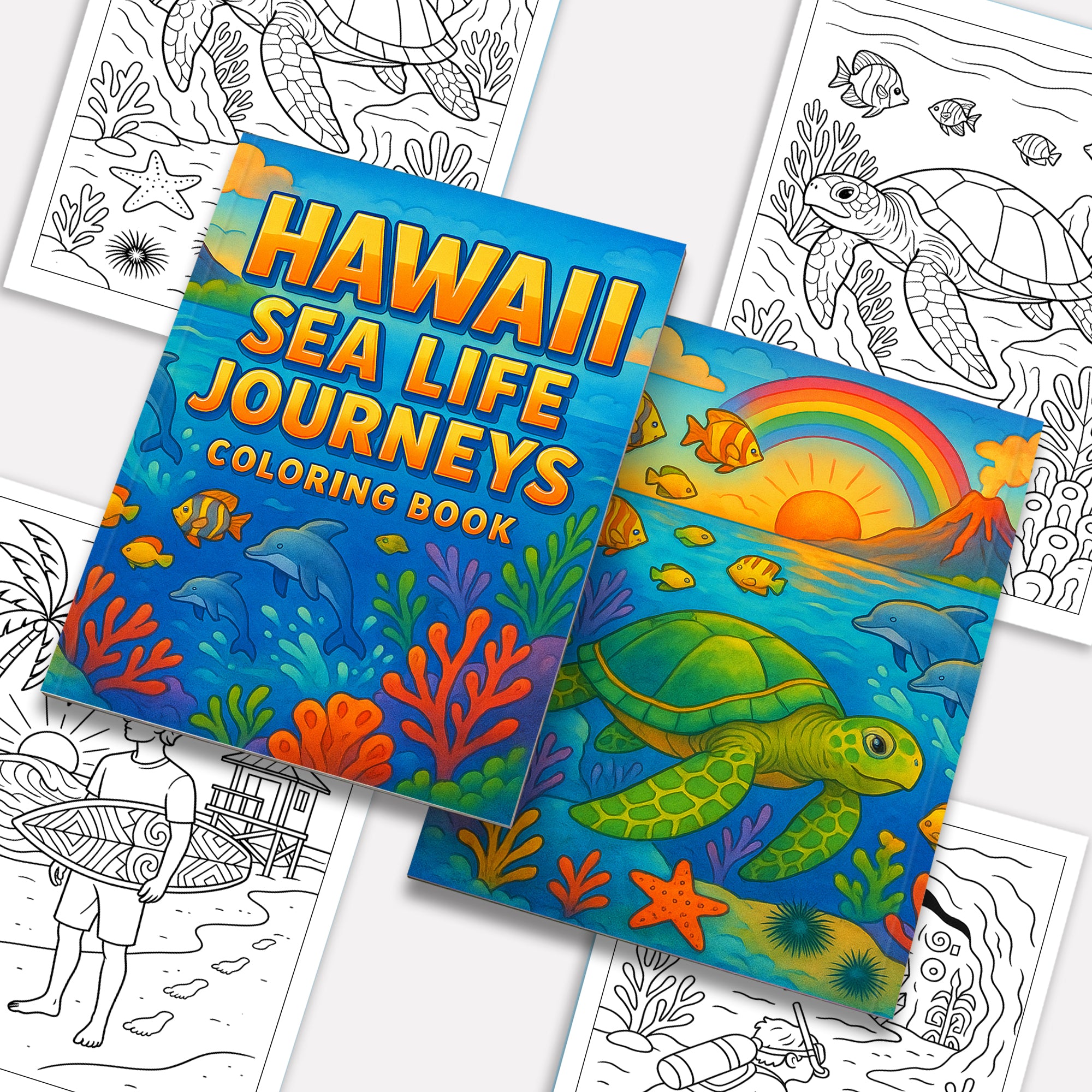 Hawaii Sea Life Journeys Coloring Pages – 48 Tropical Ocean Animal Designs - For Kids