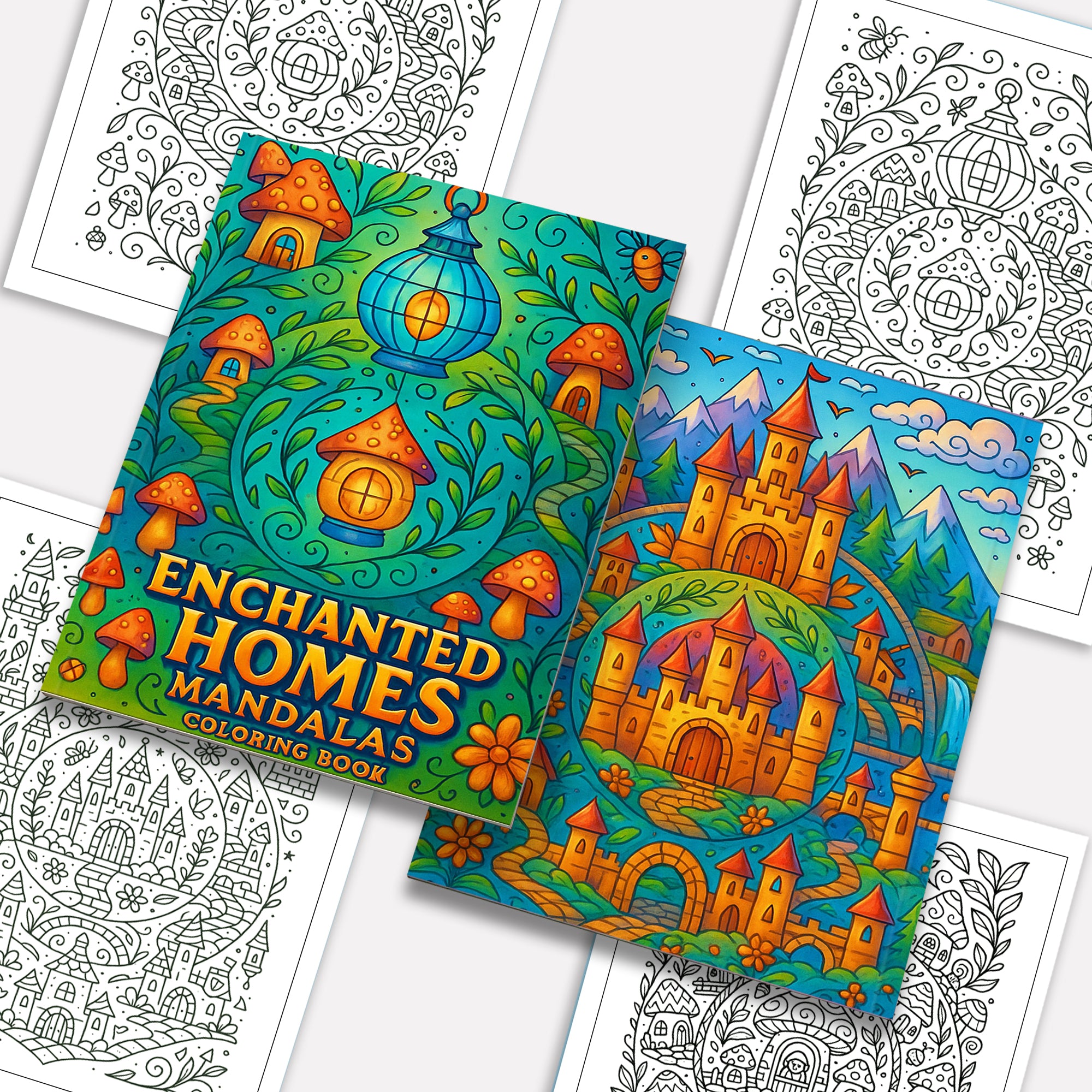 Enchanted Homes Mandalas Coloring Pages – 48 Fantasy Village Designs for Adults