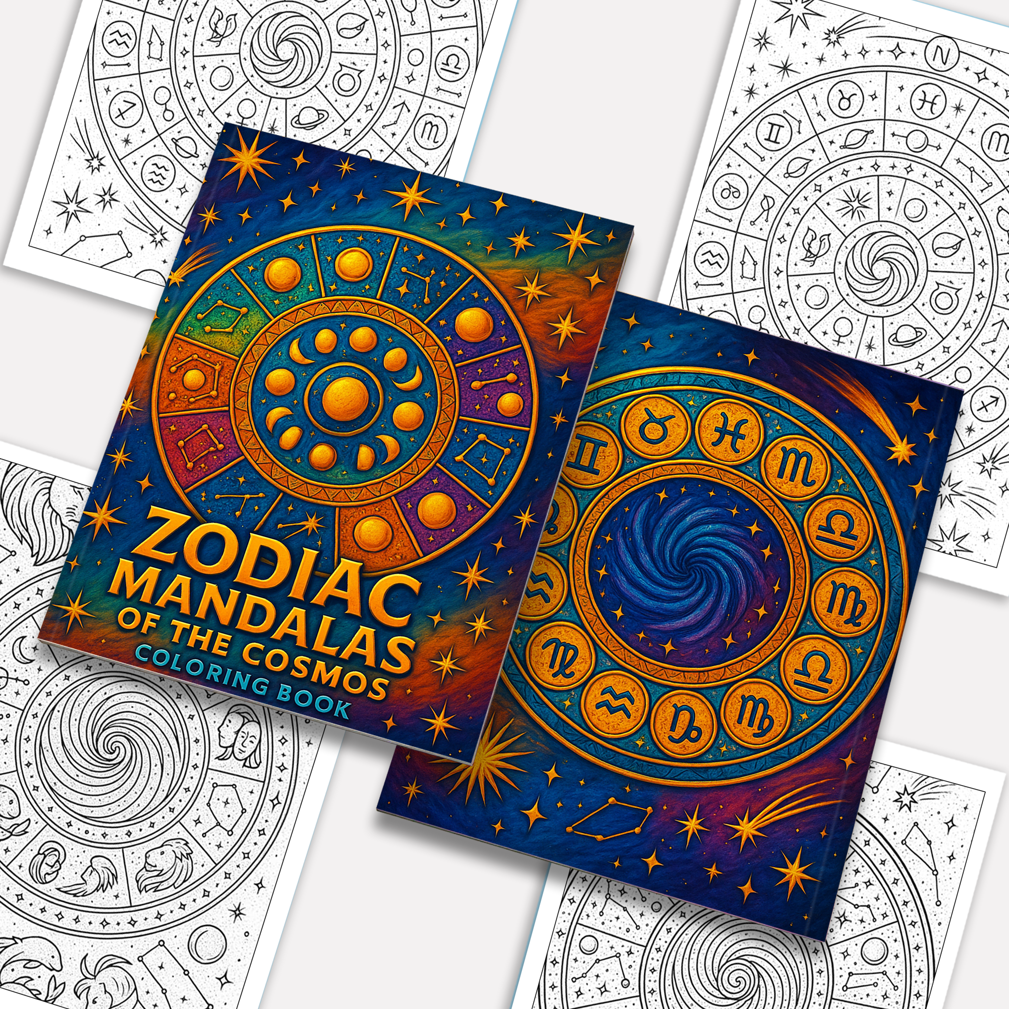 Zodiac Mandalas of the Cosmos Coloring Pages – 48 Celestial Astrology Designs for Adults