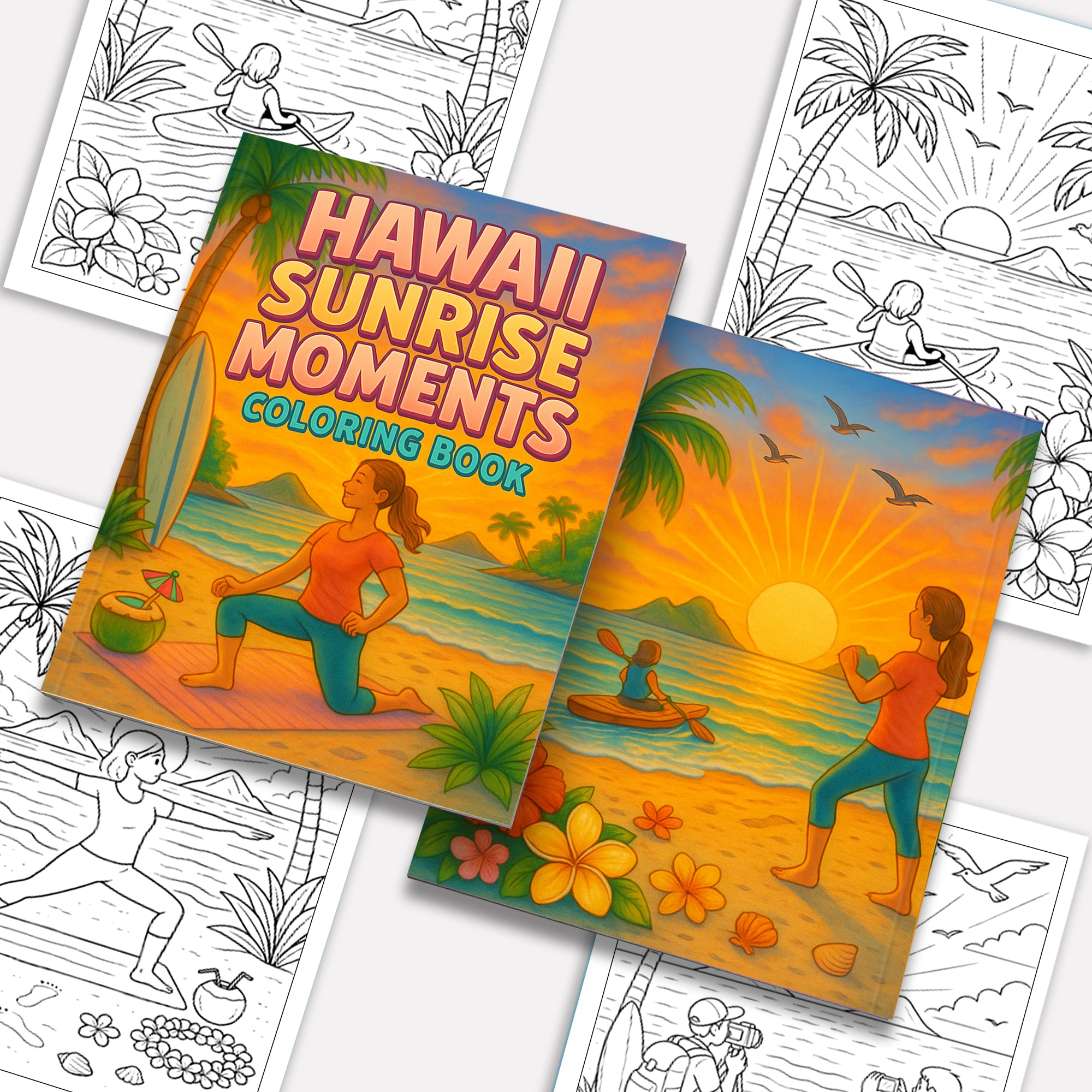 Hawaii Sunrise Moments Coloring Pages – 48 Peaceful Beach Scenes for Adults