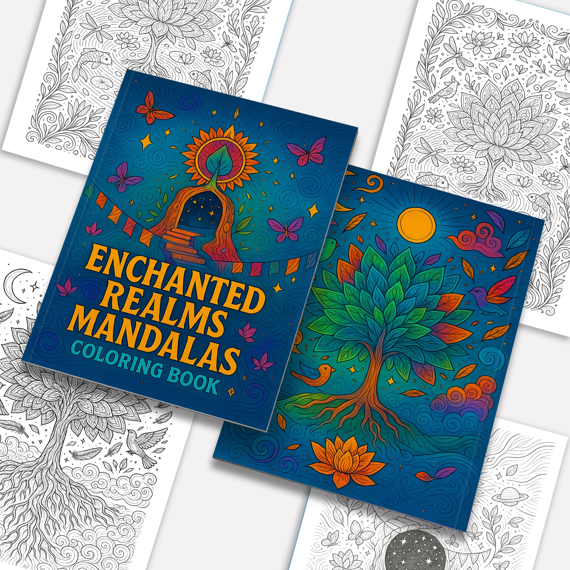 Enchanted Realms Mandalas Coloring Pages – 48 Fantasy Designs of Sacred Nature - For Adults