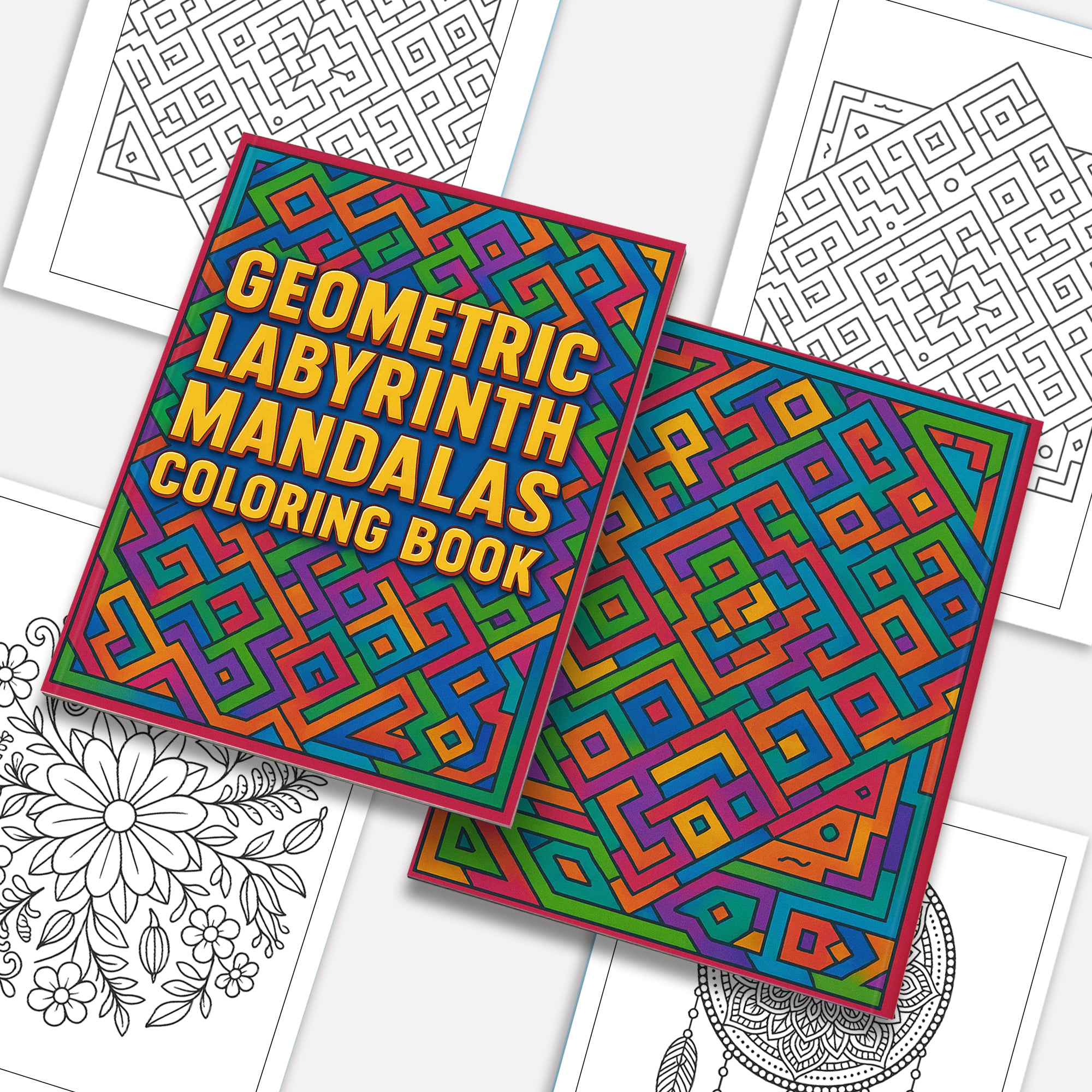Geometric Labyrinth Mandalas Coloring Pages – 48 Bold Maze-Inspired Designs for Adults