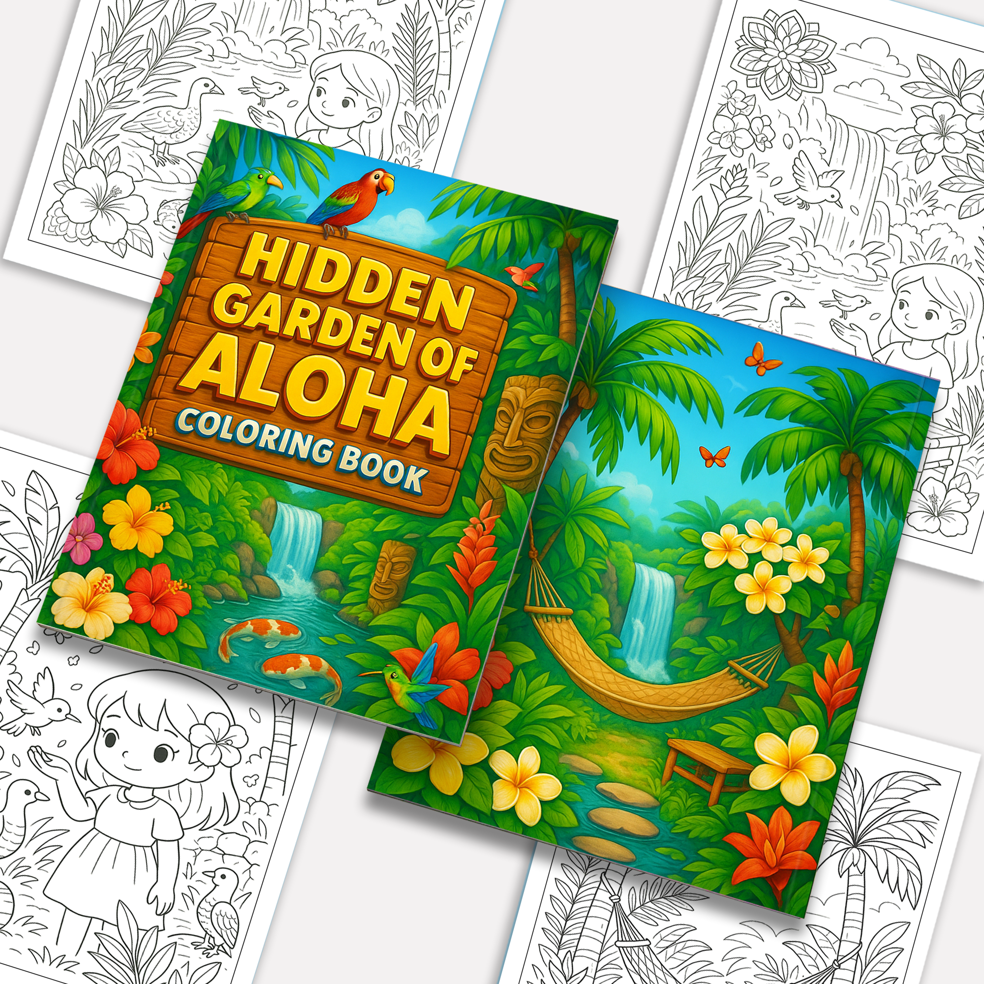 Hidden Garden of Aloha Coloring Pages – 48 Peaceful Nature Scenes for Adults