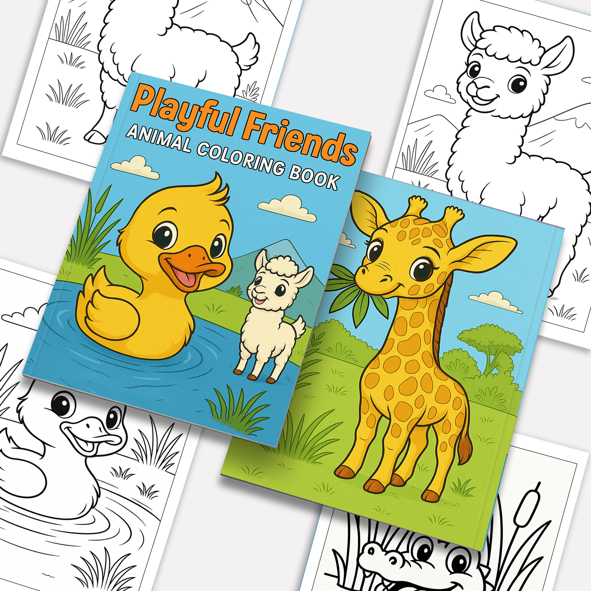 Playful Animal Friends Coloring Pages – 48 Whimsical Designs for Adults