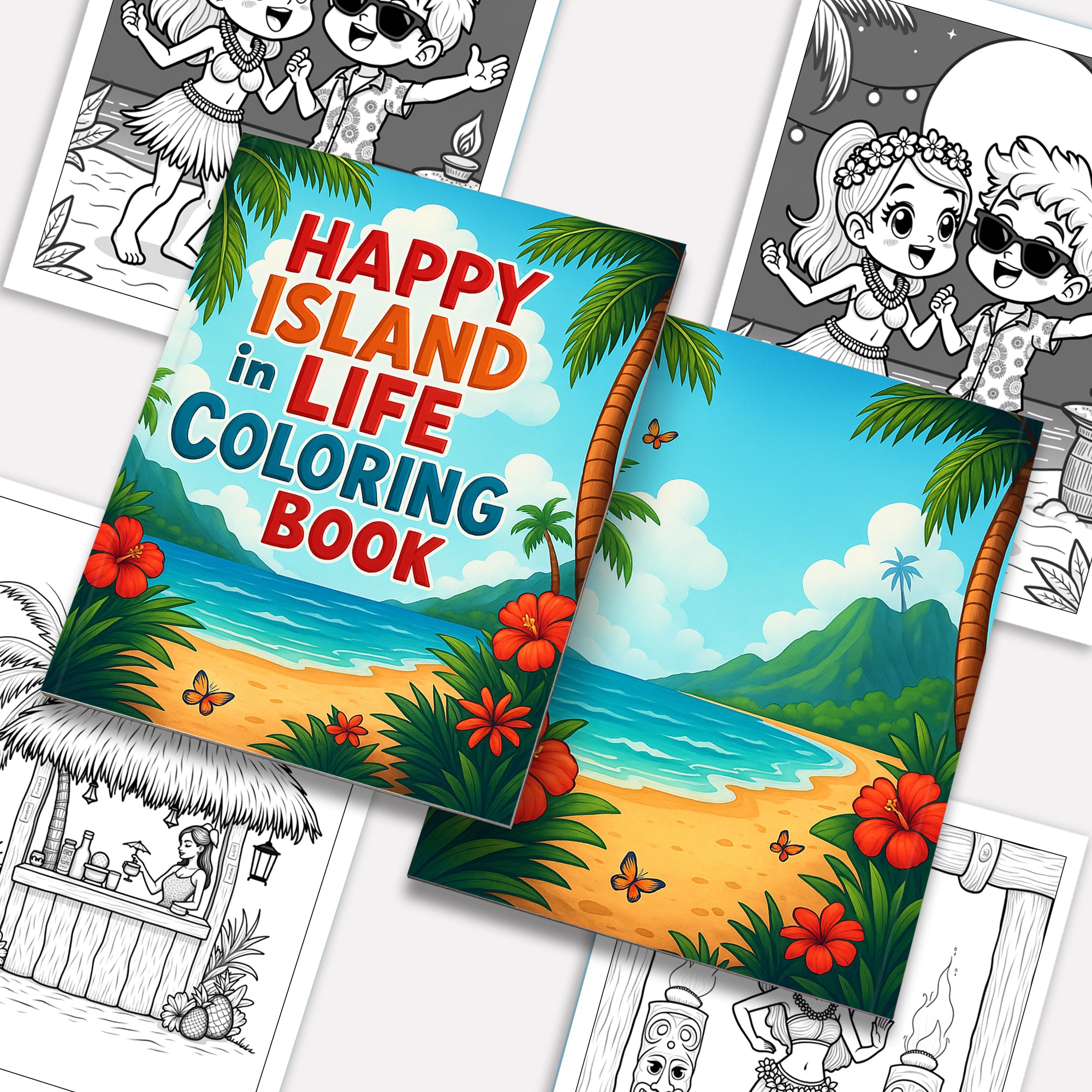 Happy Island Life in Hawaii Coloring Pages – 48 Cute Tropical Scenes with Dancing, Music & Tiki Fun - For Kids