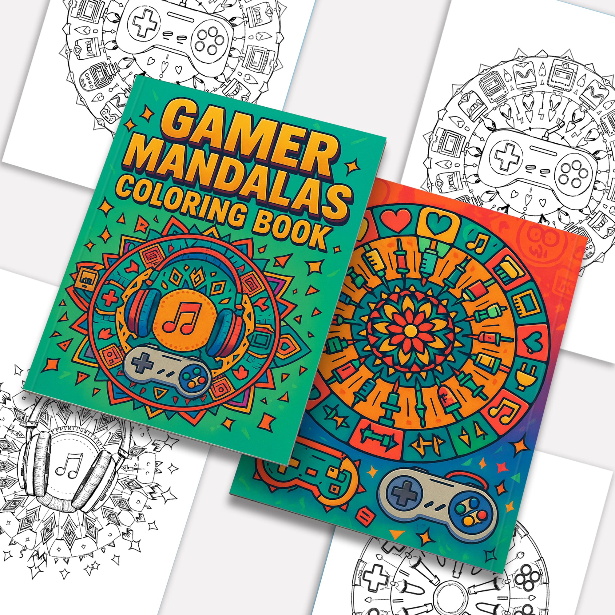 Gamer Mandalas – Mandala Coloring Pages – 48 Pages – Controllers, Pixels, Retro Symbols & Game Vibes – For Teens and Adults
