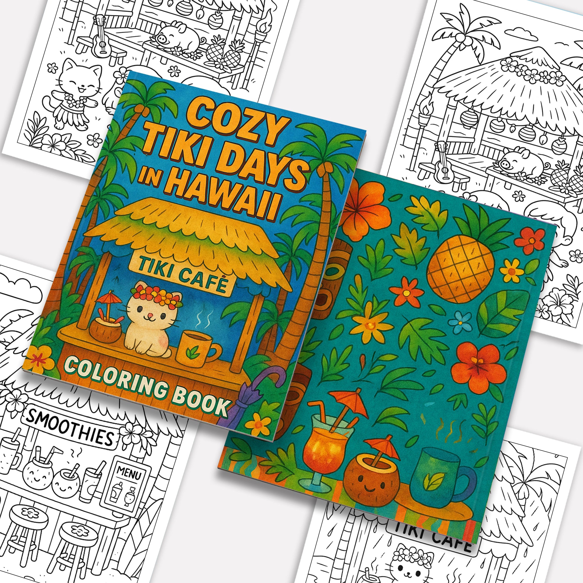 Cozy Tiki Days in Hawaii Coloring Pages – 48 Relaxing Tropical Island Scenes – For Kids
