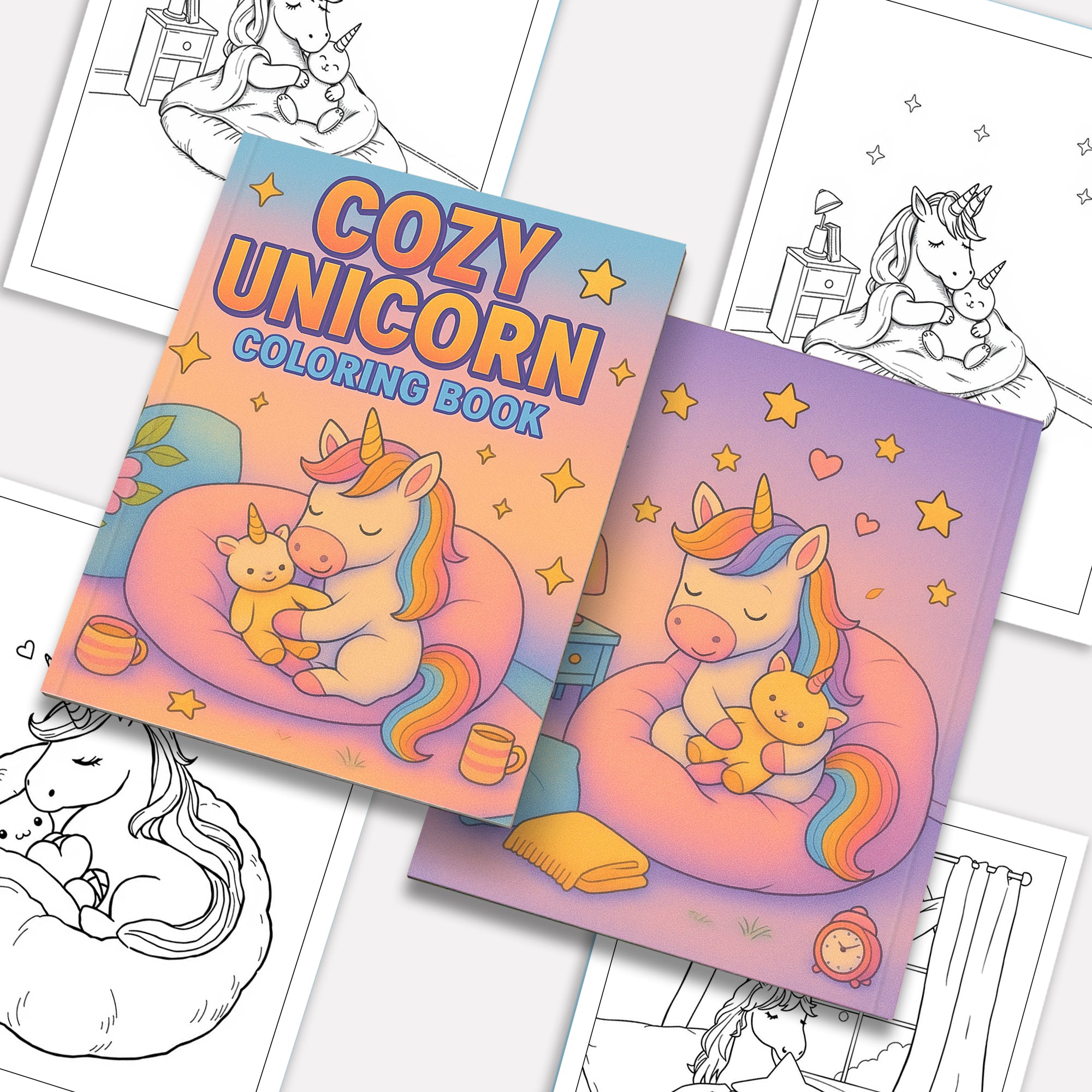 Cozy Unicorn Dreams – Unicorn Coloring Pages – 48 Pages – Snuggly, Sleepytime, Magical Moments – For Kids