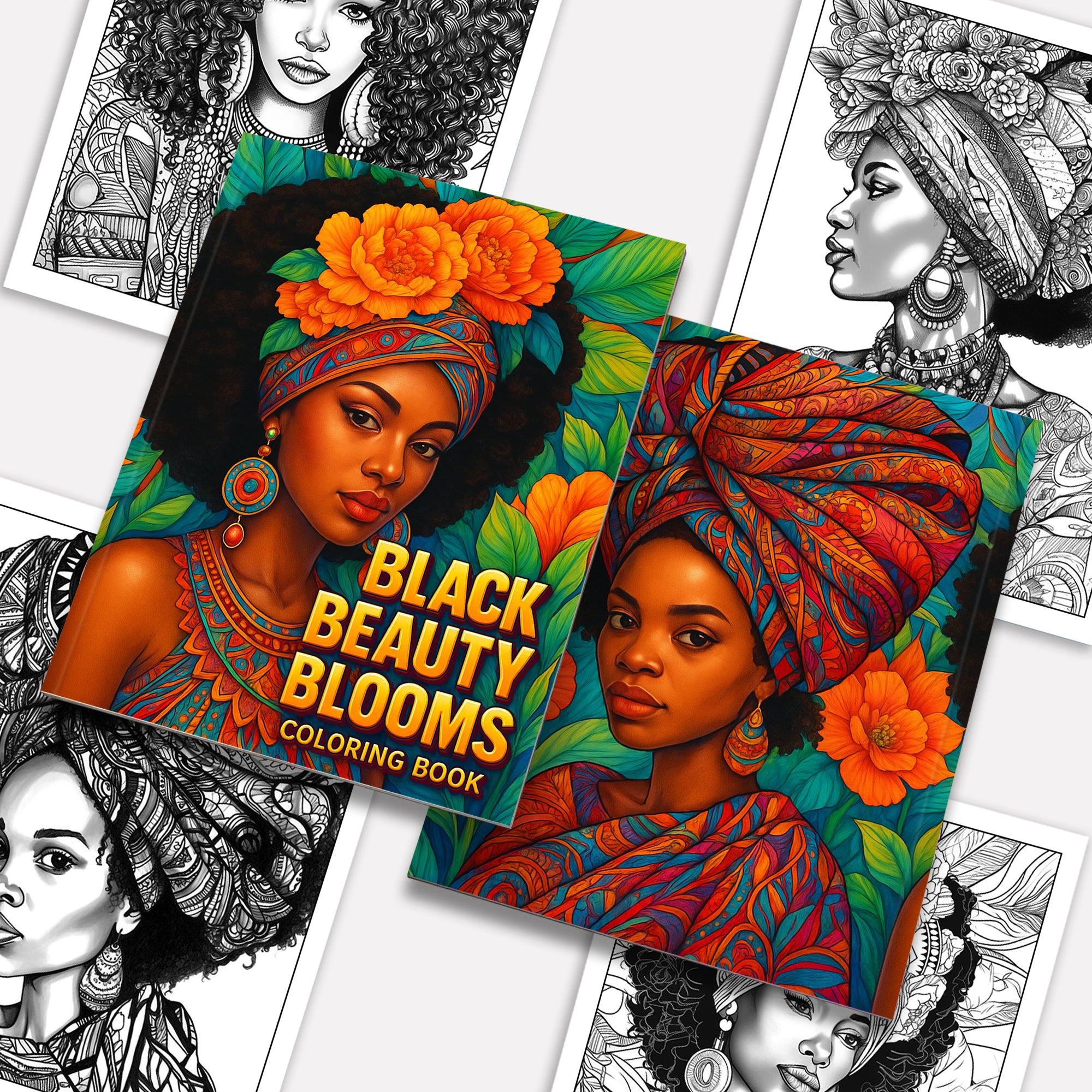 Black Beauty Blooms Coloring Pages – 48 Elegant Portraits of Black Girls for Adults