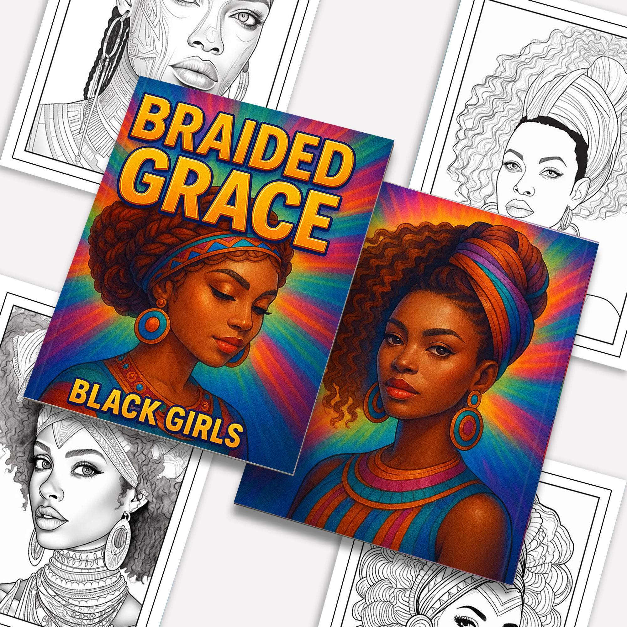 Braided Grace – Black Girls Coloring Pages – 48 Pages – Afrocentric Fashion & Hairstyles for Adults