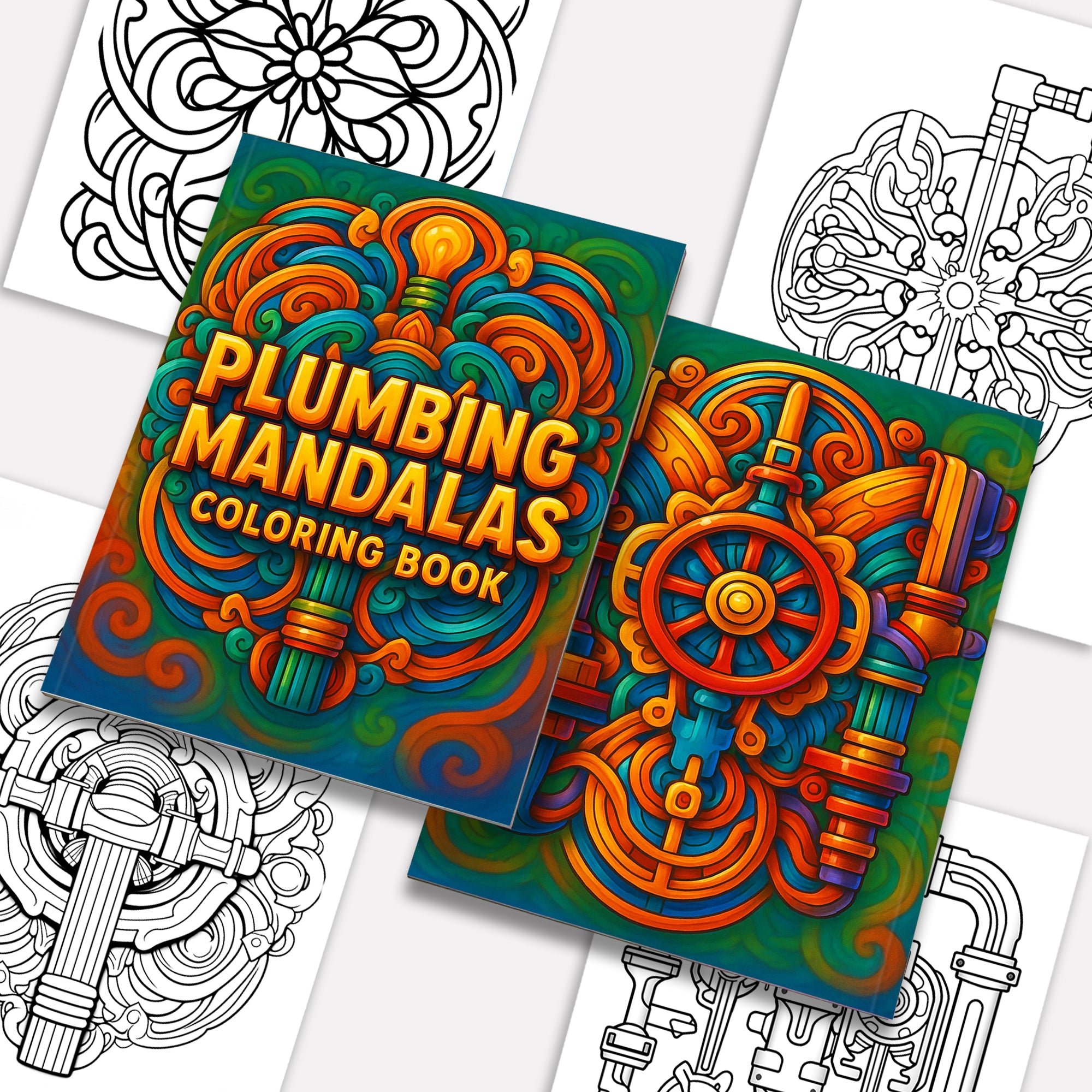 Plumbing Mandalas Coloring Pages – 48 Industrial Pipe Art Designs for Adults