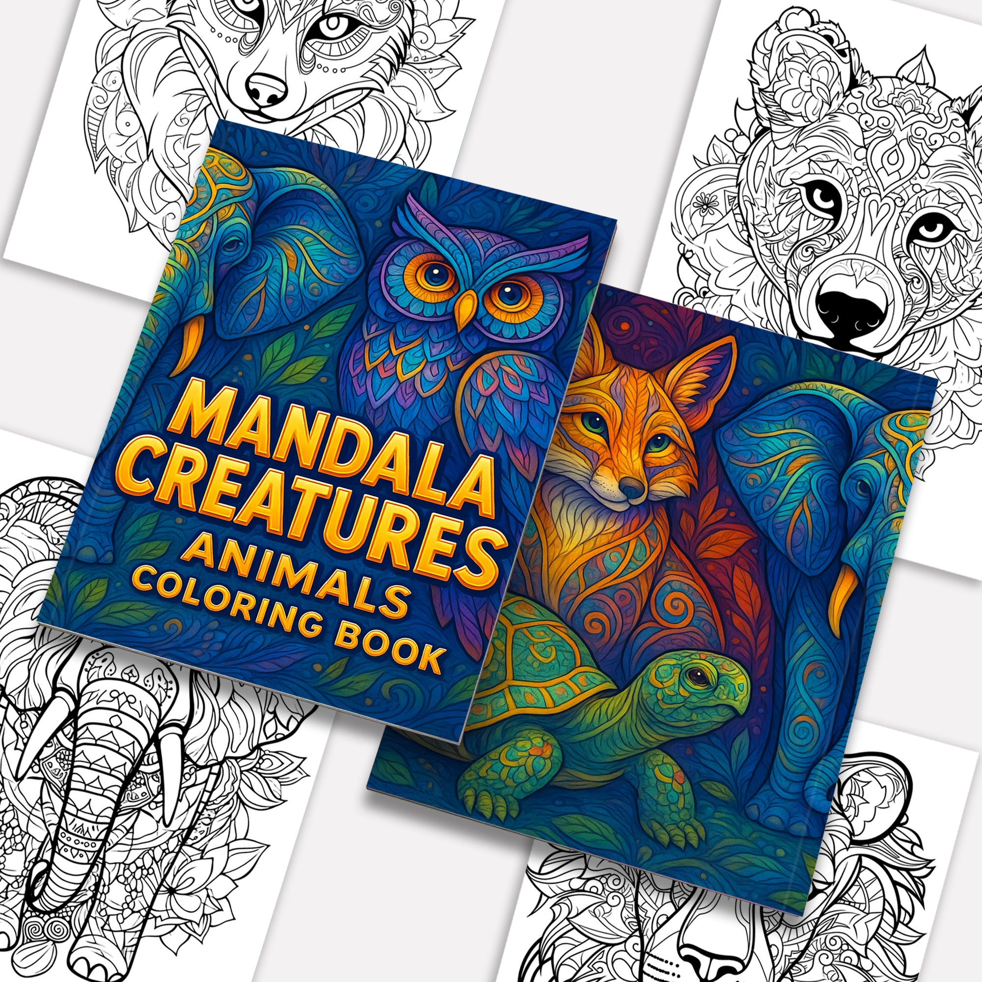 Mandala Creatures – Animals Coloring Pages – 48 Pages – Detailed Animal Mandalas, Artistic Zen Designs, Stress Relief – For Adults