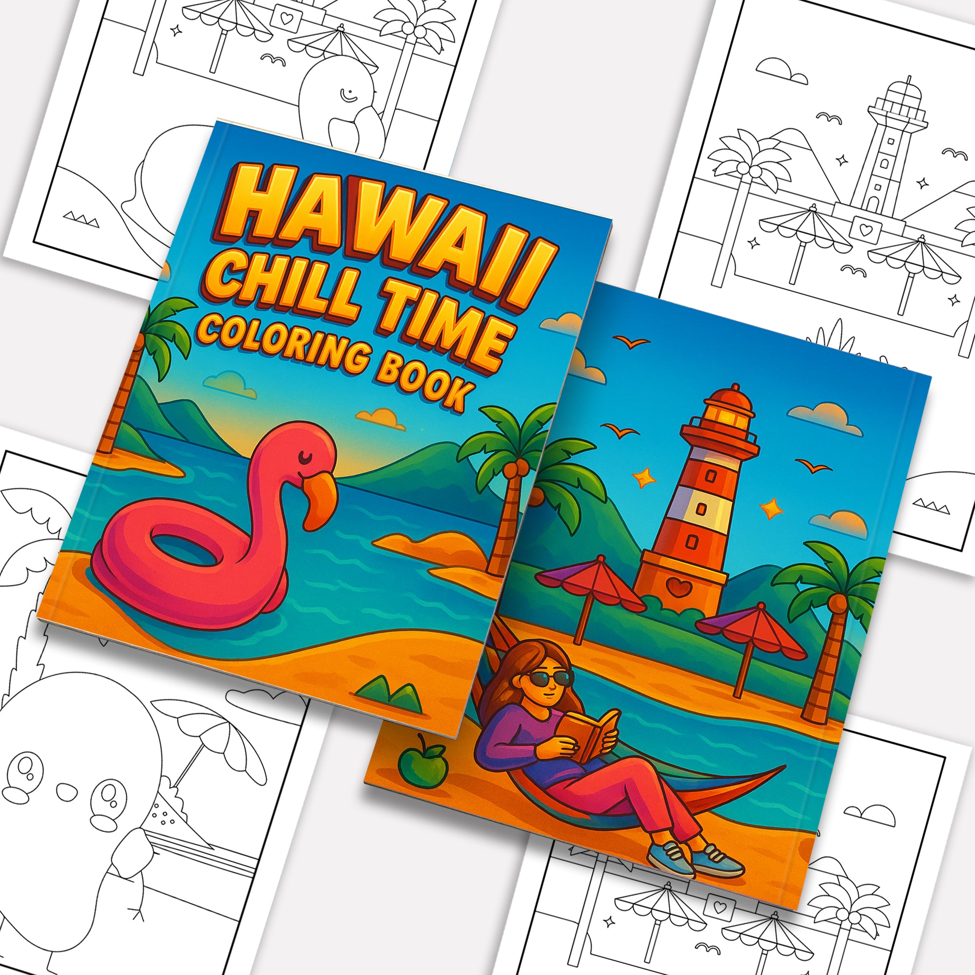 Hawaii Chill Time Coloring Pages – 48 Summer Beach Scenes for Kids