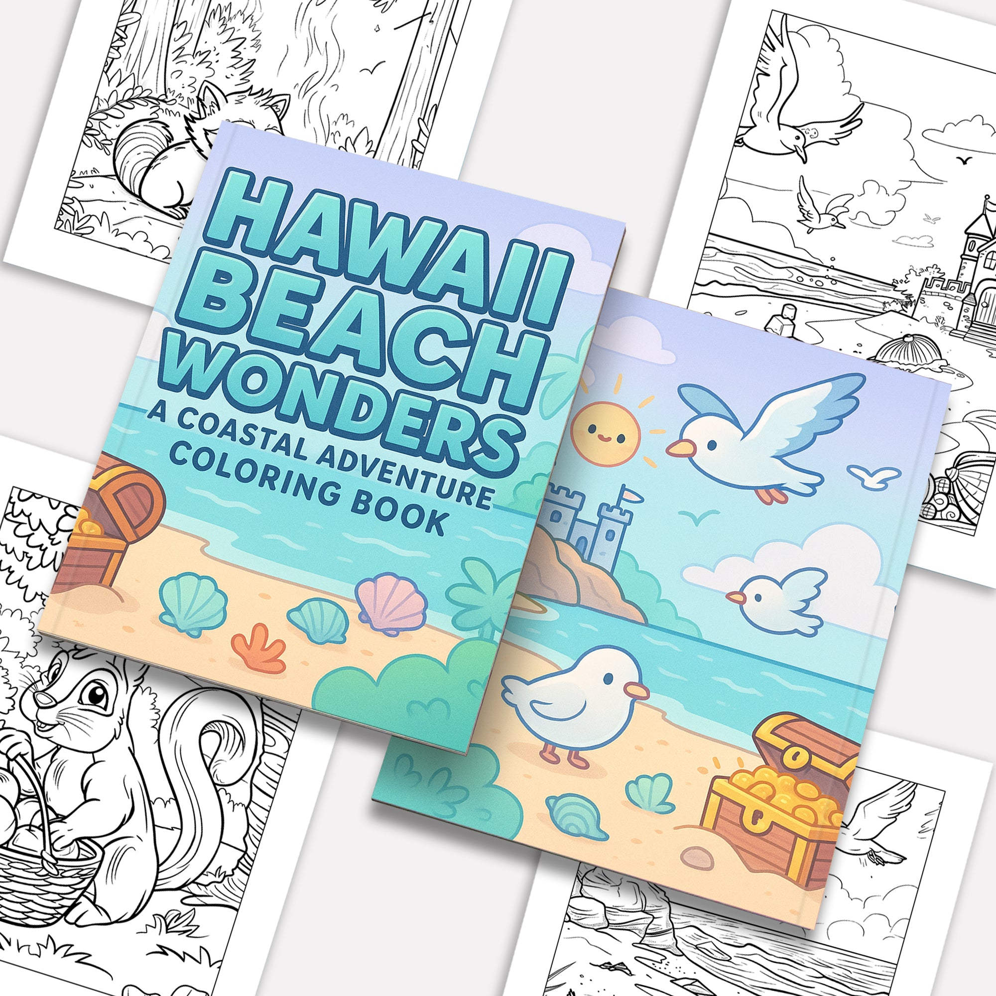 Hawaii Beach Wonders Coloring Pages – 48 Seaside Treasures and Fun Castles for Kids