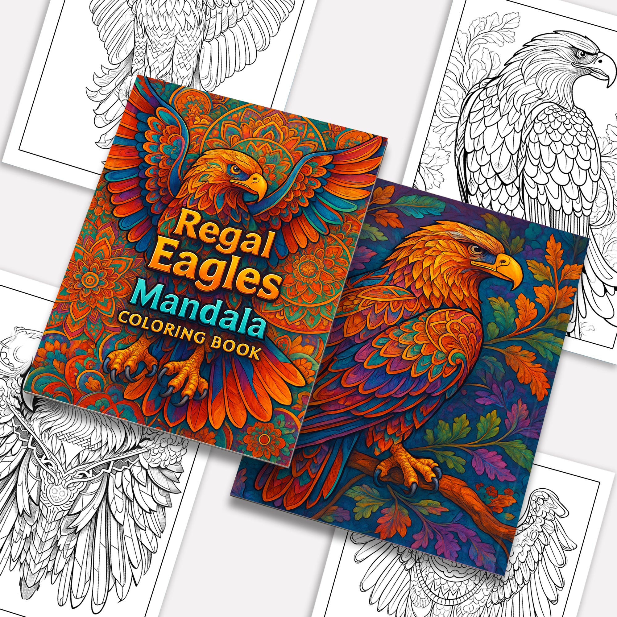 Regal Eagles Mandala Coloring Pages – 60 Bold Line Art Designs for Adults