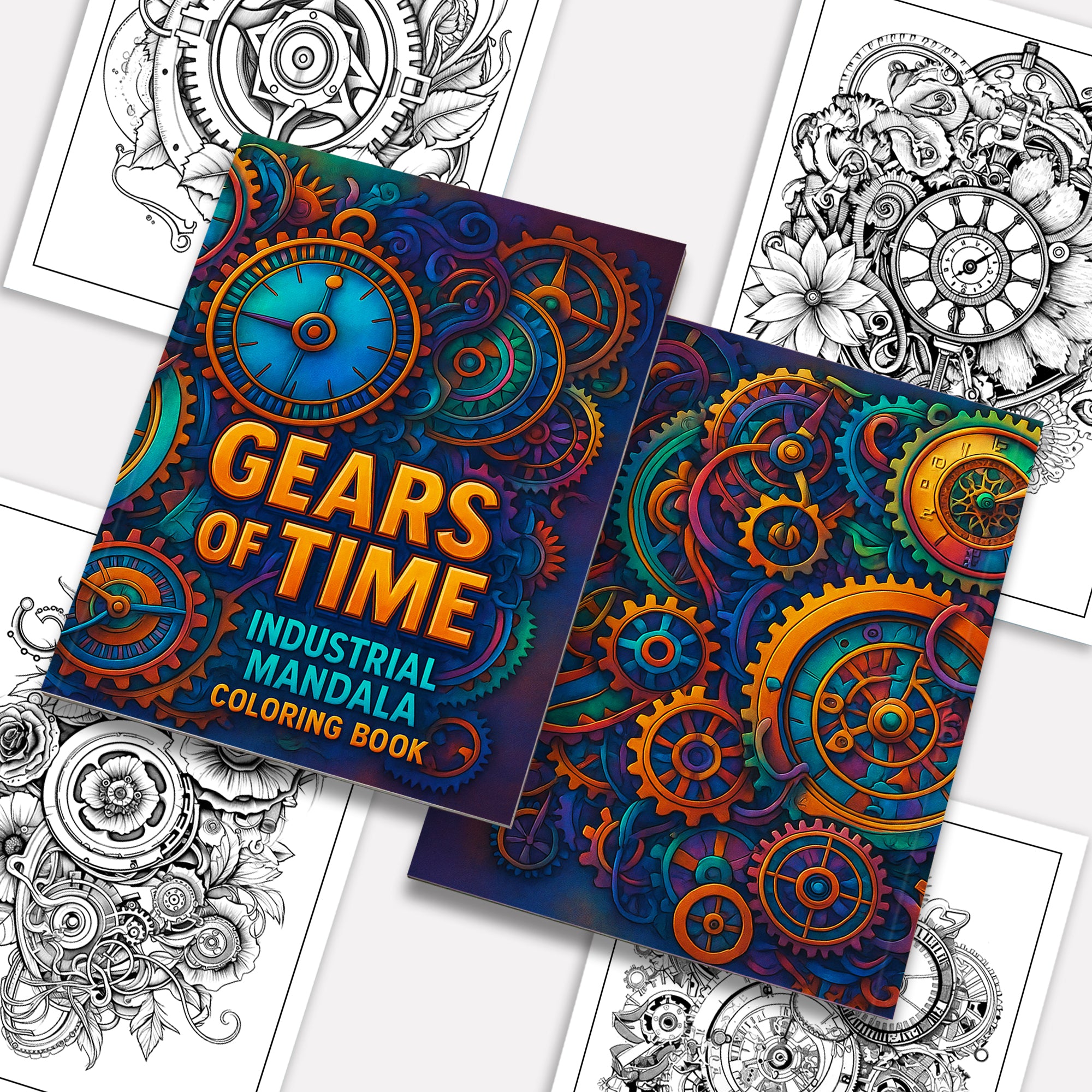 Gears of Time Coloring Pages – 48 Industrial-Themed Mandalas for Adults