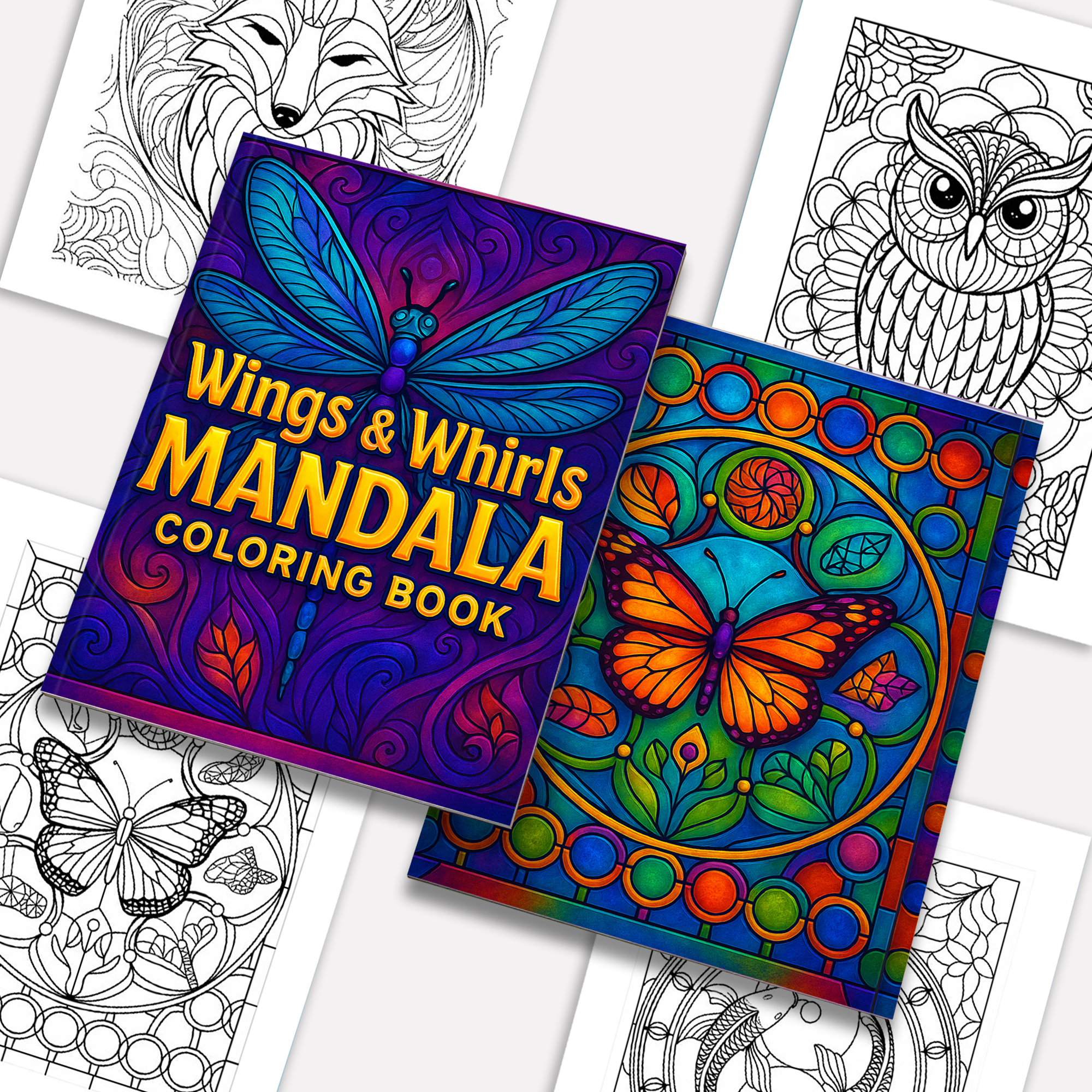 Wings & Whirls Mandala Coloring Pages – 48 Intricate Designs for Adults