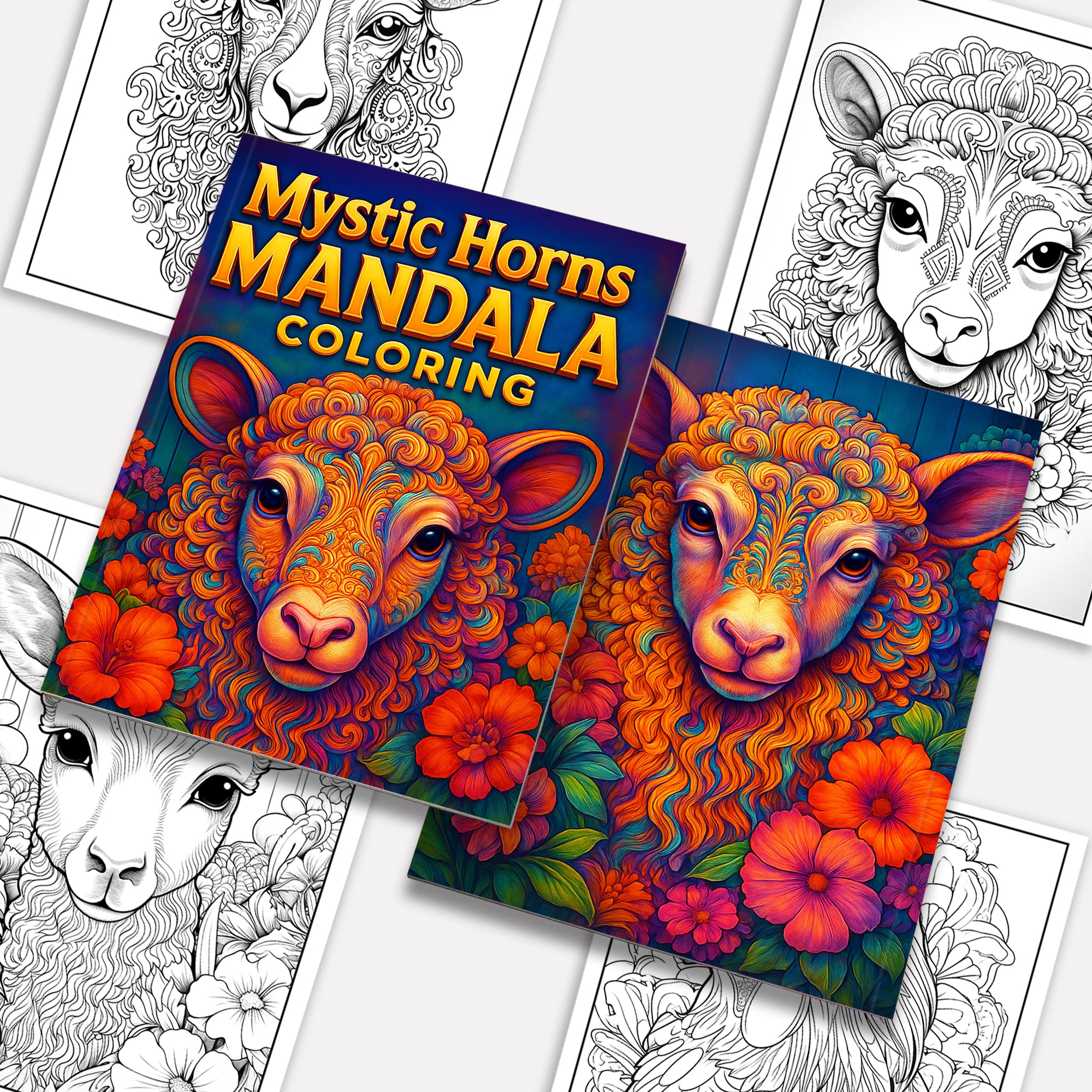 Mystic Horns Mandala Coloring Pages – 48 Intricate Animal Designs for Adults