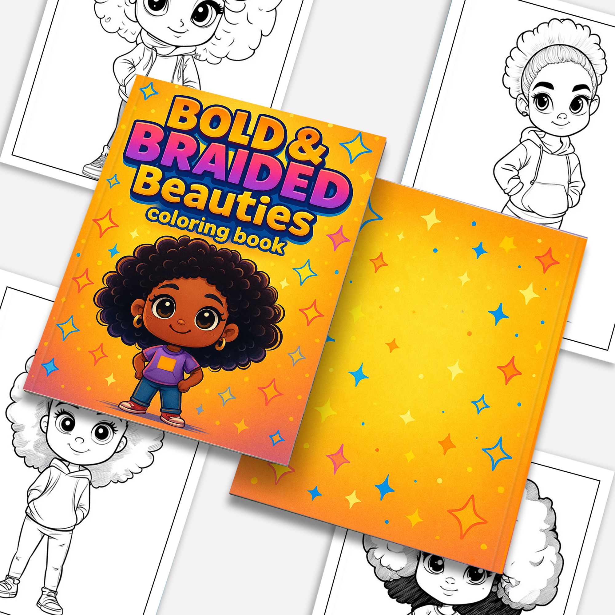 Bold & Braided Beauties – Black Girls Coloring Pages – 48 Pages – Empowering Hairstyles & Fashion – For Kids