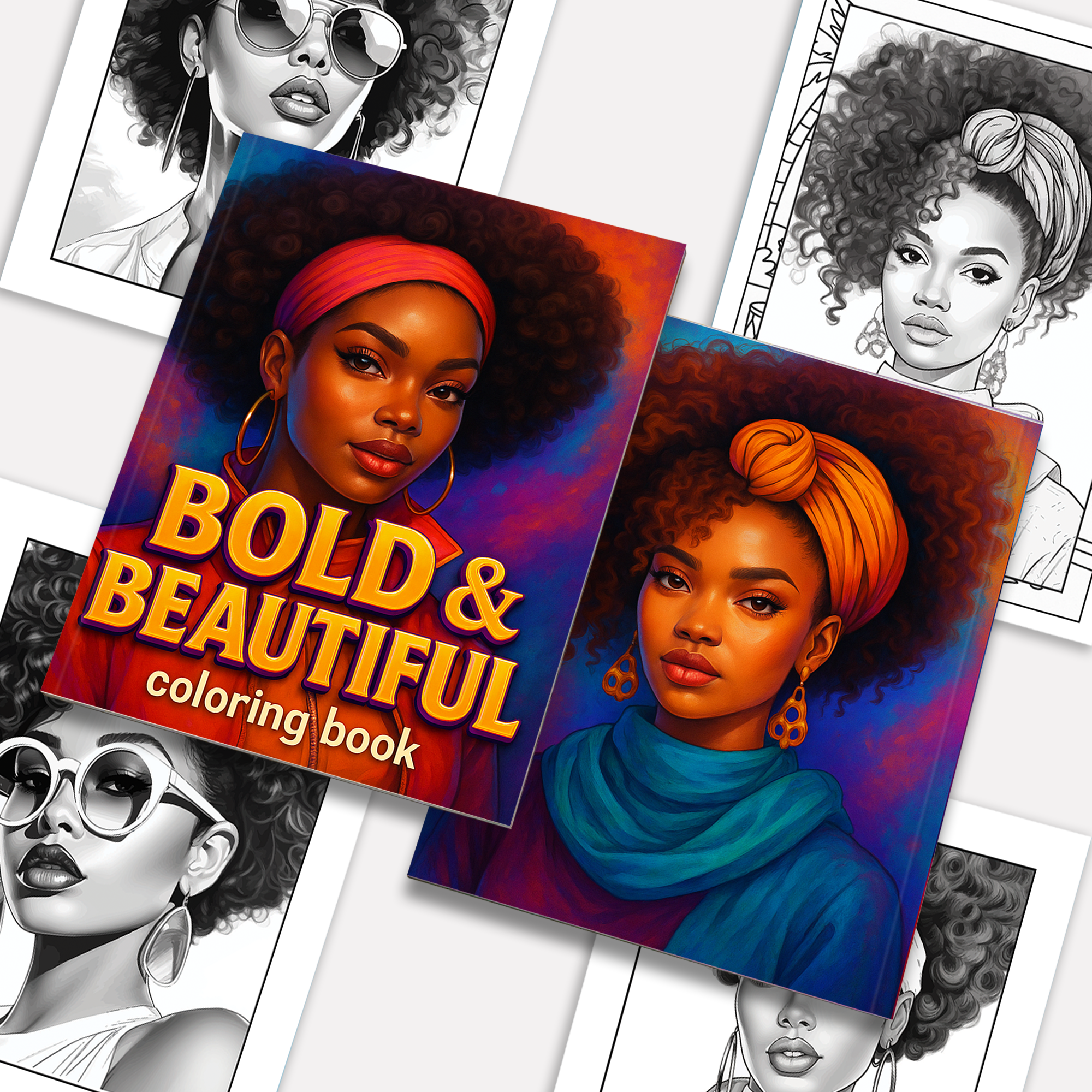 Bold & Beautiful Coloring Pages – 48 Stunning Black Girl Designs for Kids – Afro Hair, Headwraps & Big Style
