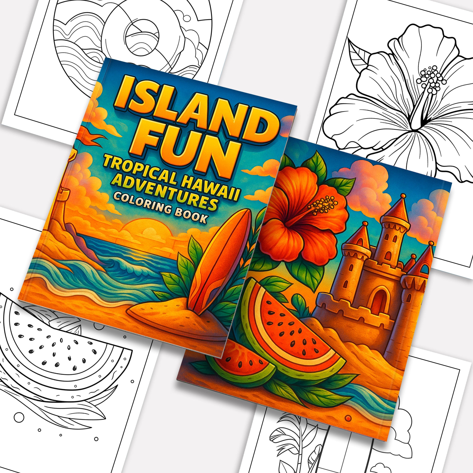 Island Fun – Hawaii Coloring Pages – 48 Tropical Summer Scenes for Kids