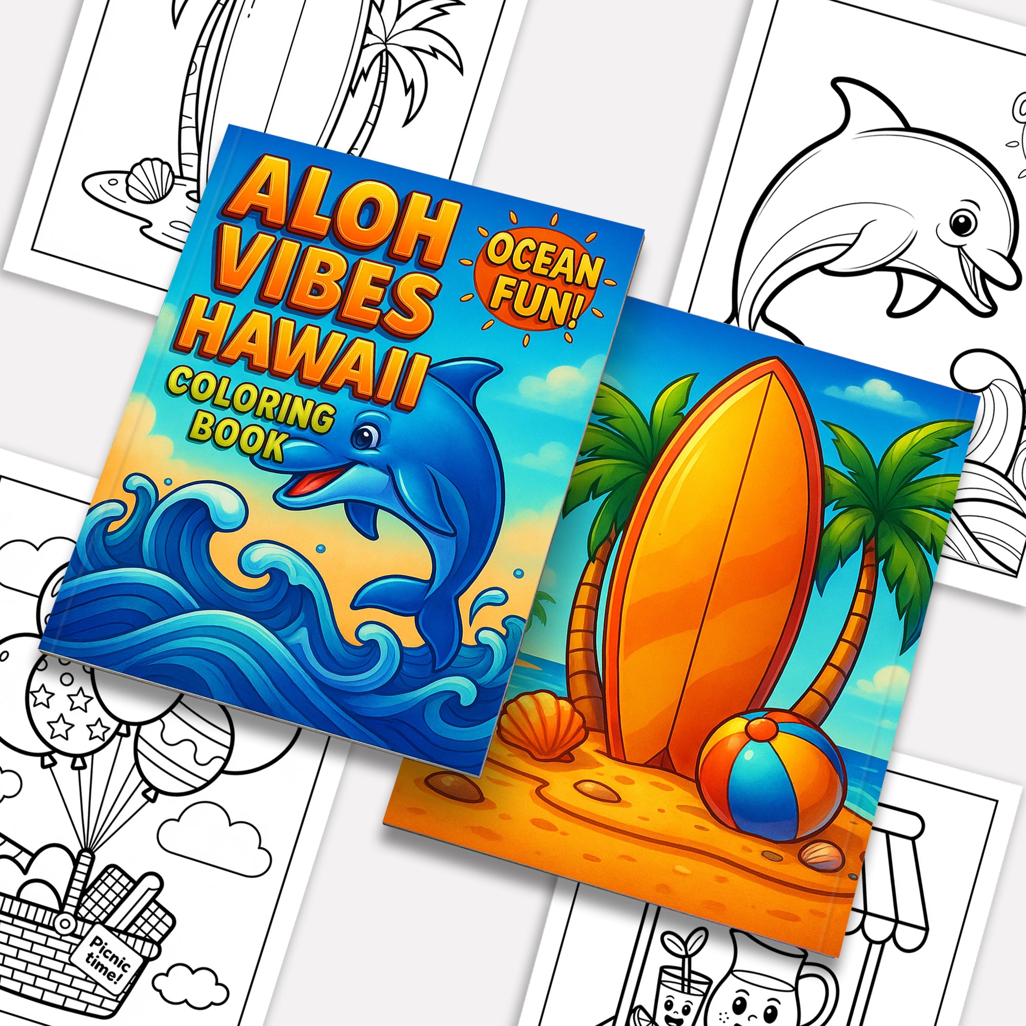 Aloha Vibes Hawaii Coloring Pages – 48 Fun Tropical Scenes for Kids