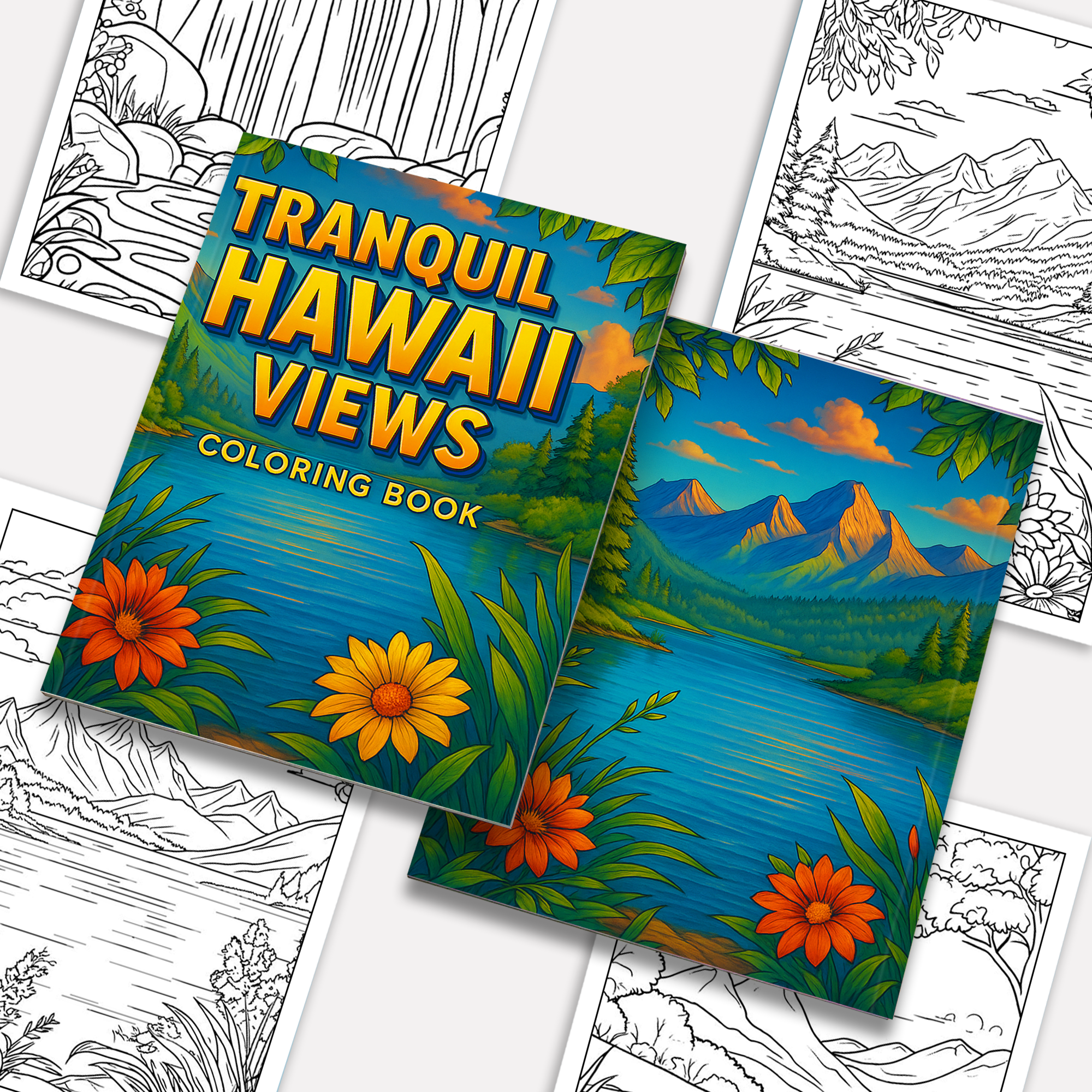 Tranquil Hawaii Views Coloring Pages – 48 Peaceful Island Landscapes – For Adults