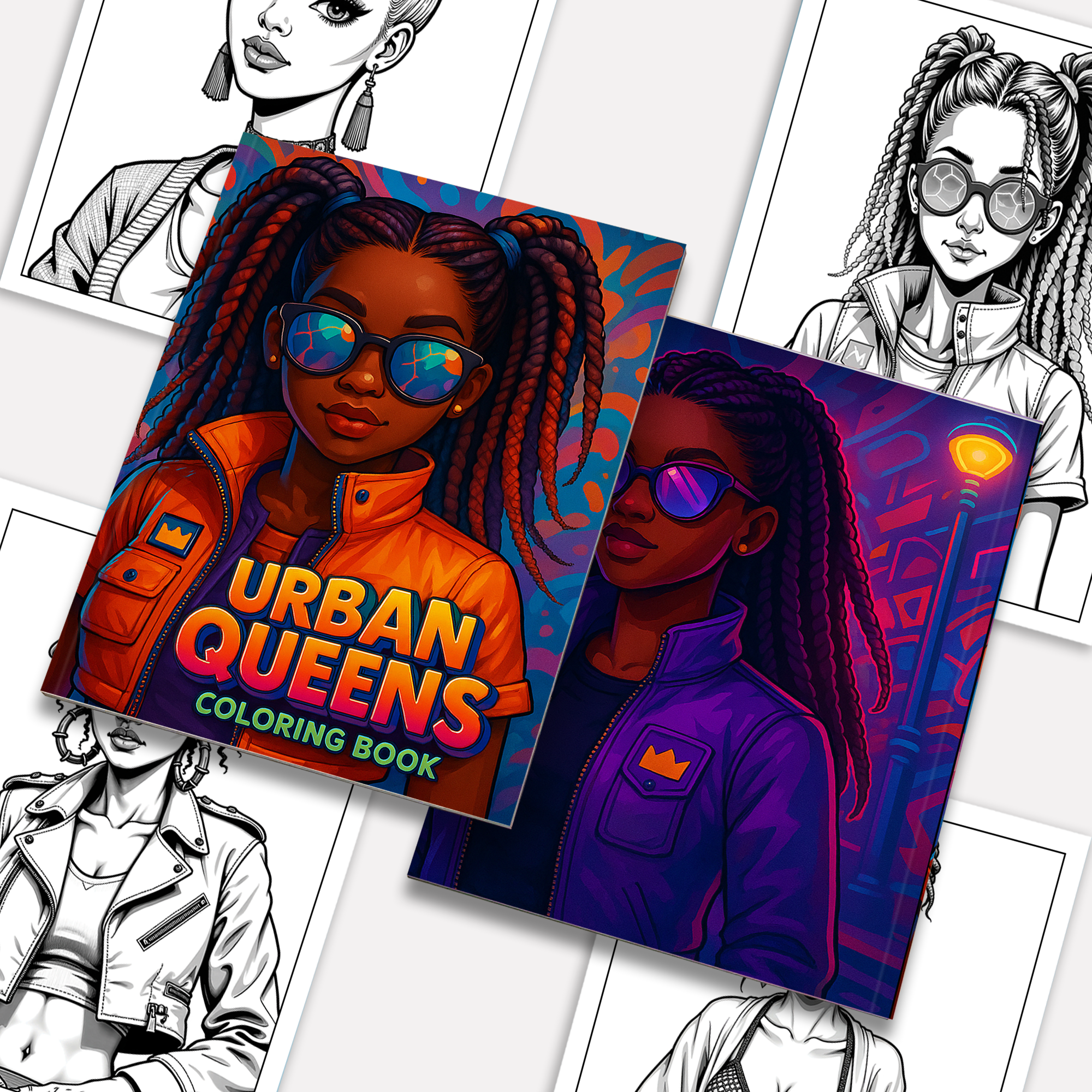 Urban Queens – Black Girls Coloring Pages – 48 Pages – Cool, Stylish, Confident – For Adults