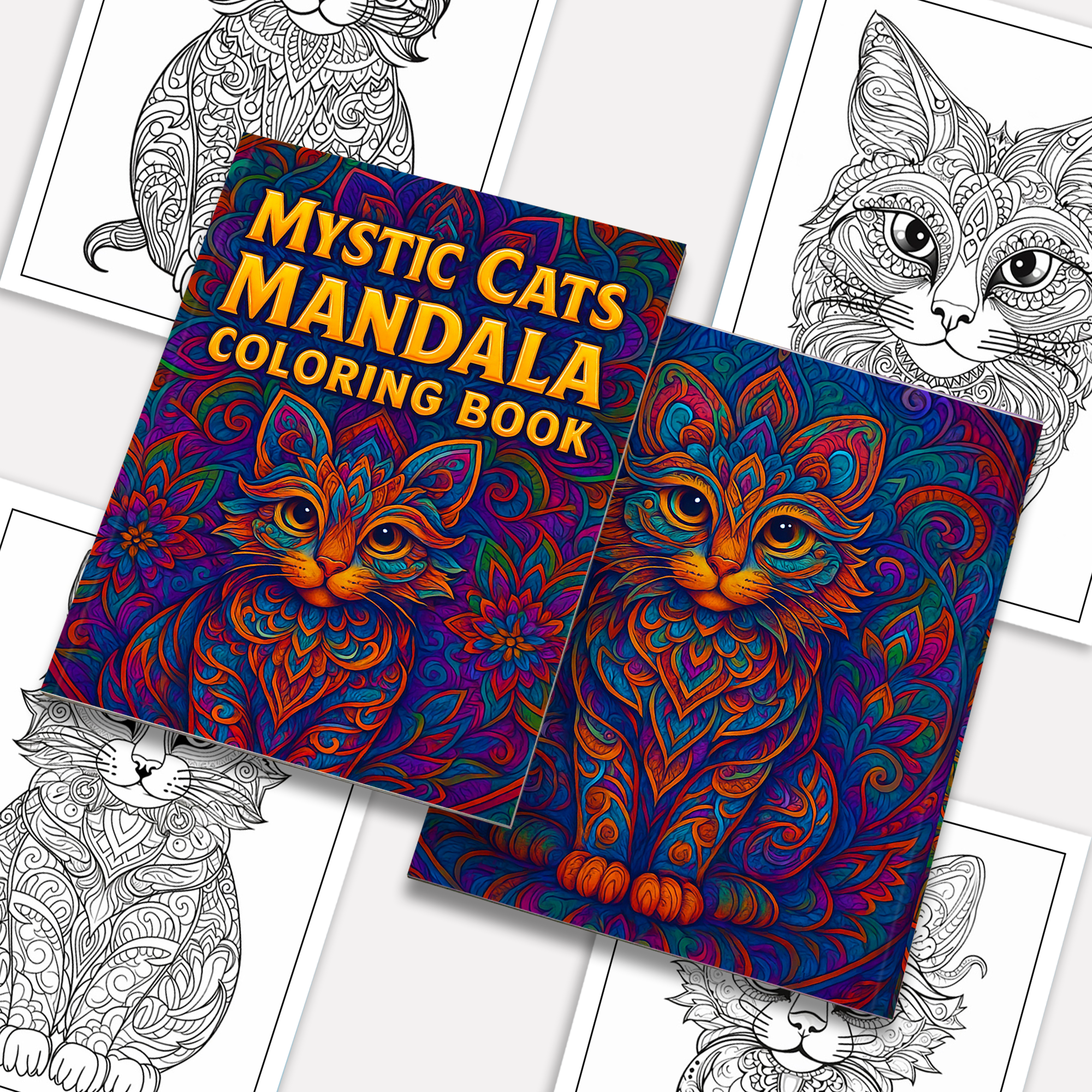 Mystic Cats Mandala Coloring Pages – 48 Intricate Designs for Adults