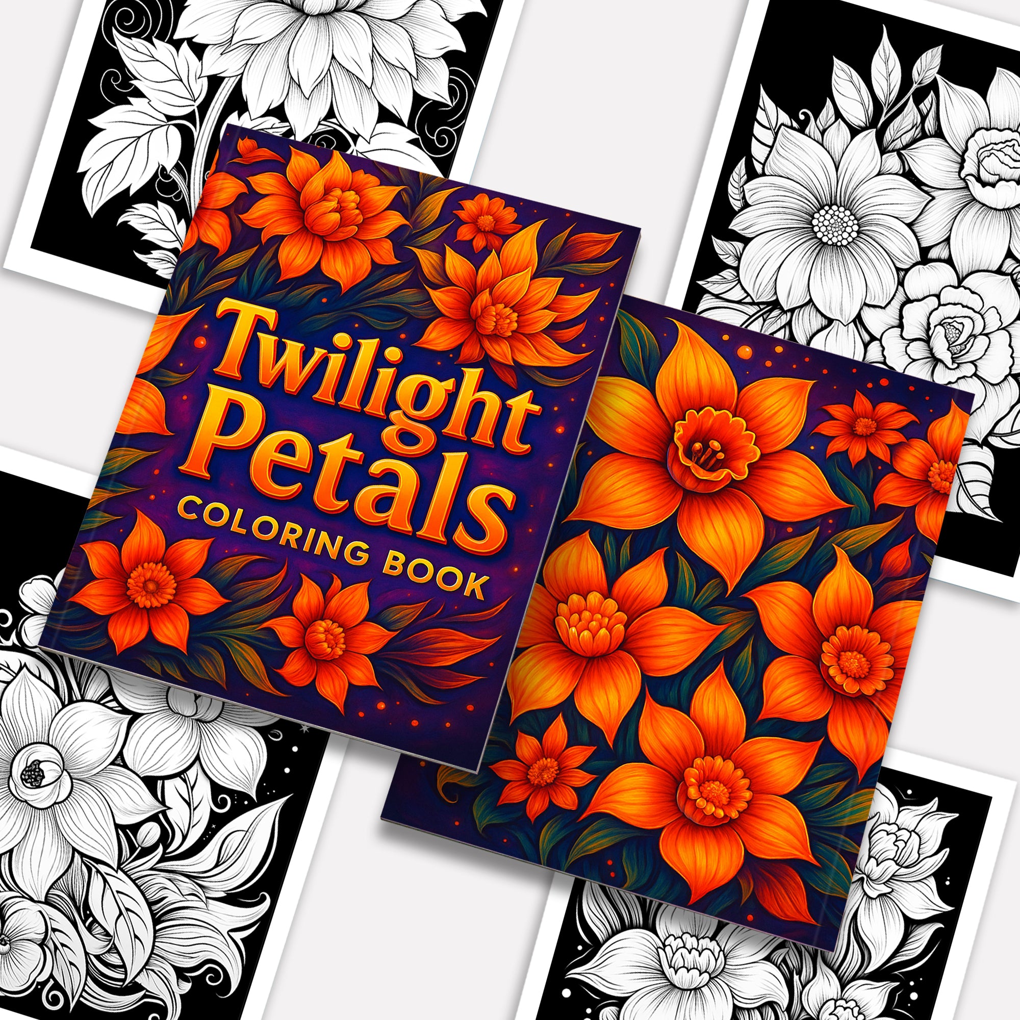Twilight Petals Coloring Pages – 48 Elegant Night Flowers for Adults