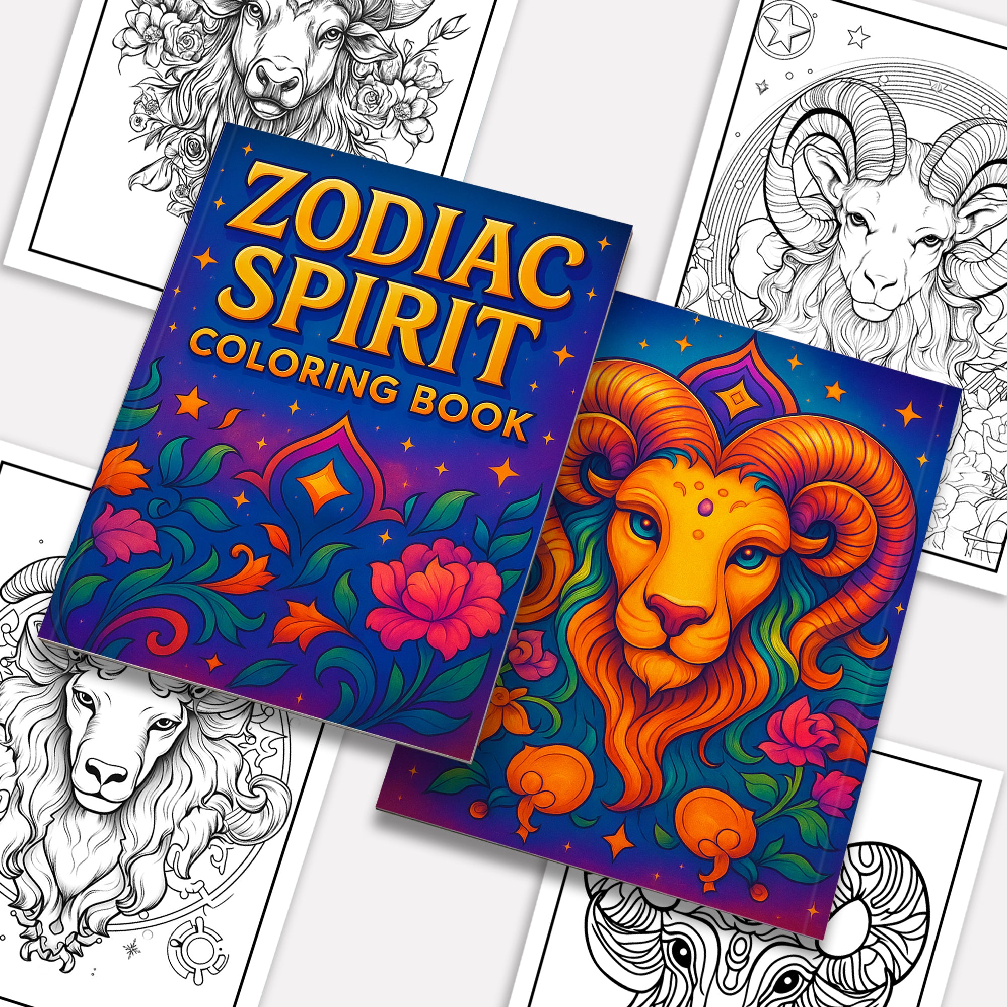 Zodiac Spirit Coloring Pages – 48 Mystical Astrology Animals for Adults