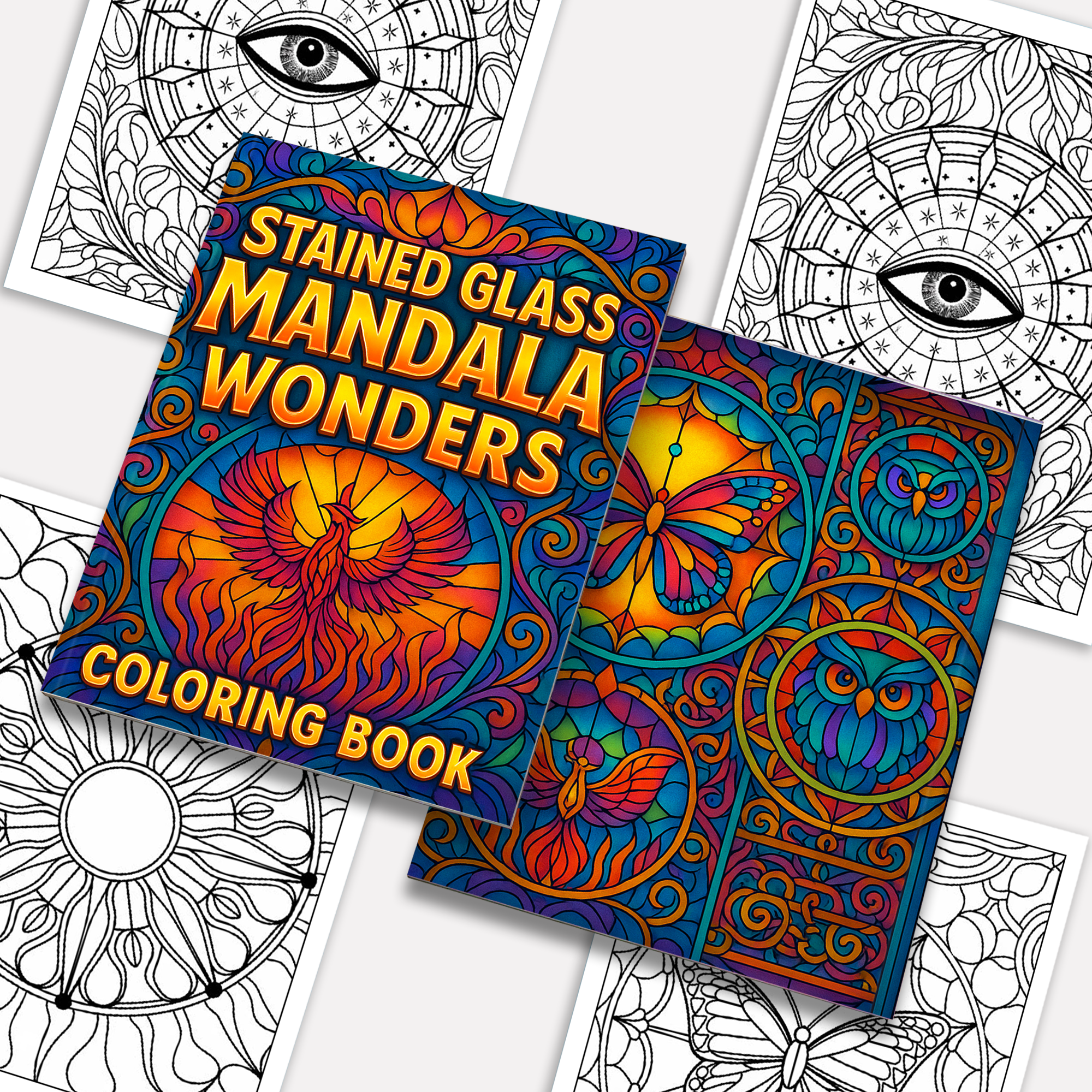 Stained Glass Mandala Wonders – Mandala Coloring Pages – 48 Pages – Bold, Intricate, Glass-Inspired Patterns – For Adults