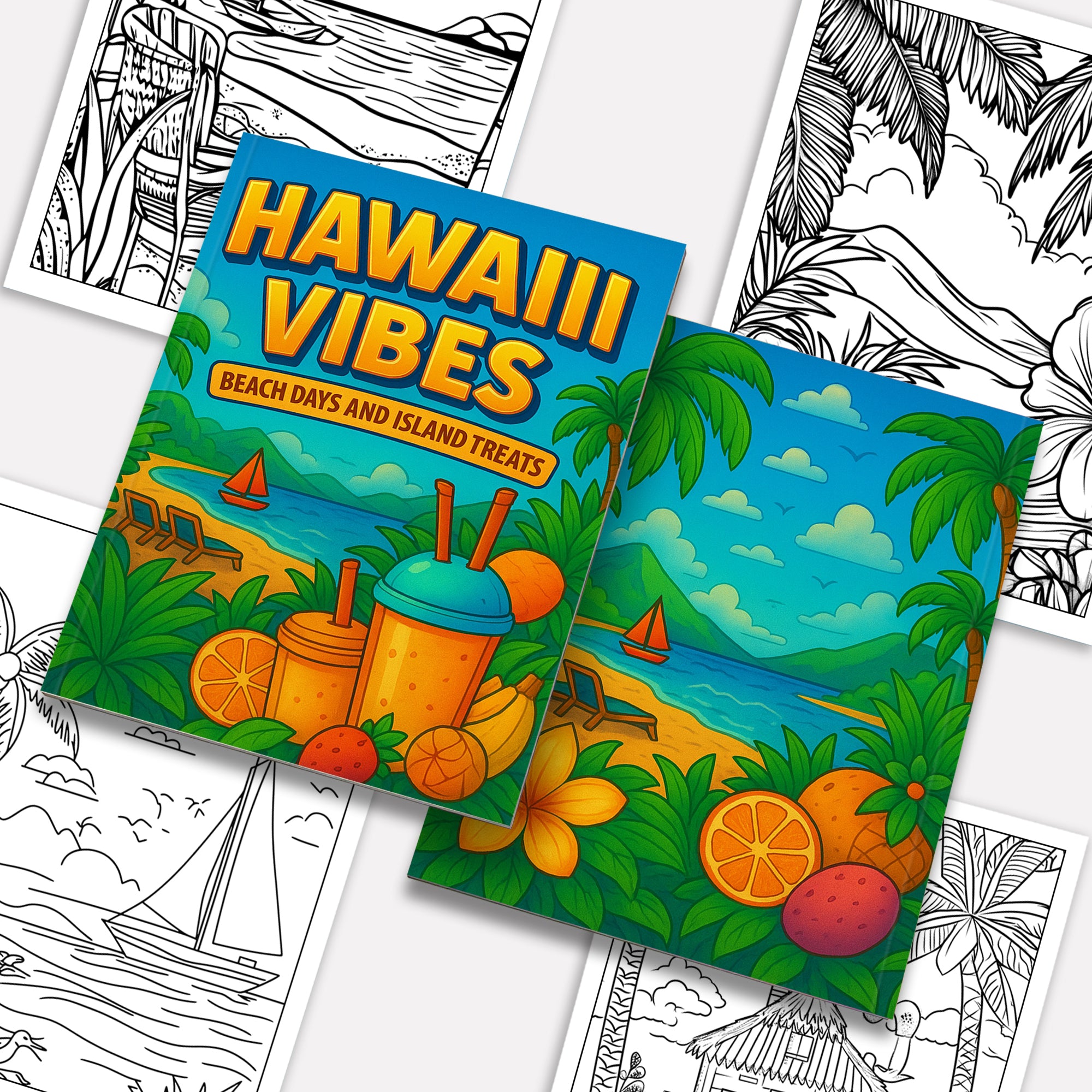 Hawaii Vibes Coloring Pages – 48 Fun and Scenic Beach Designs for Adults