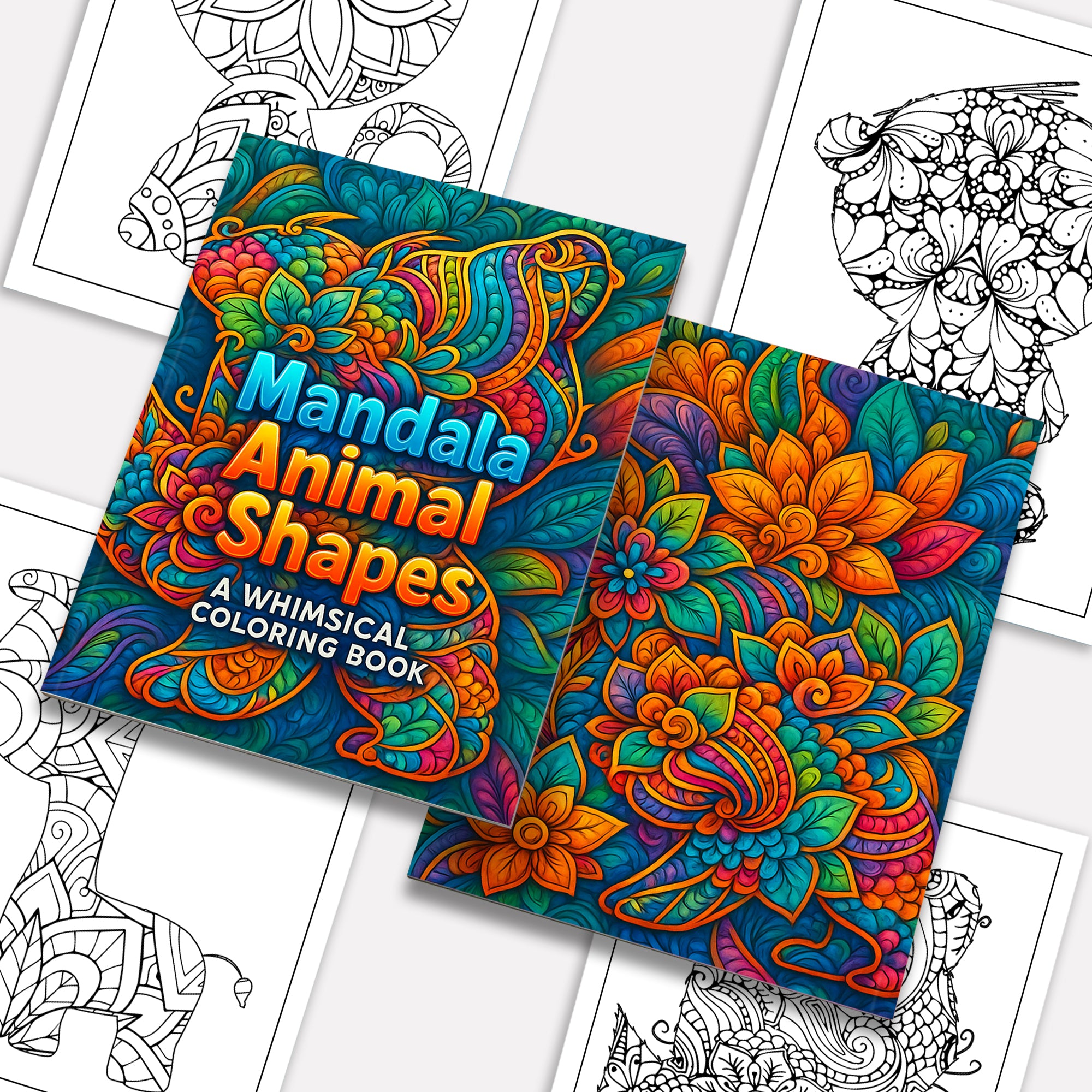 Mandala Animal Shapes Coloring Pages – 48 Intricate Silhouette Designs for Adults
