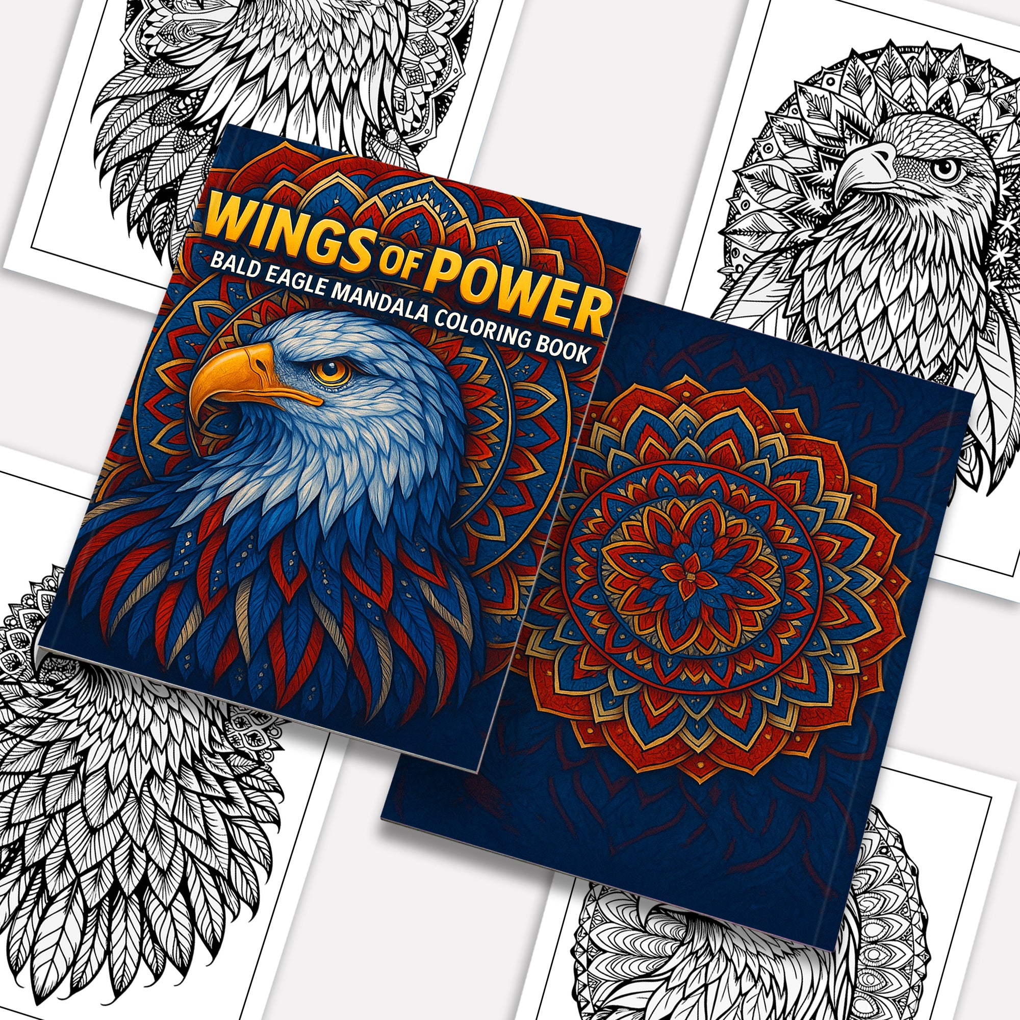 Wings of Power Coloring Pages – 48 Intricate Mandala Eagle Designs for Adults