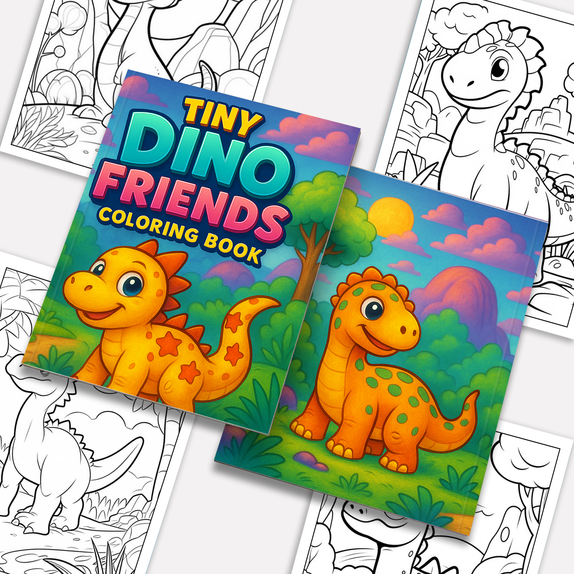 Tiny Dino Friends Coloring Pages – 48 Cute, Smiling, Beginner-Friendly Dinosaurs – For Kids