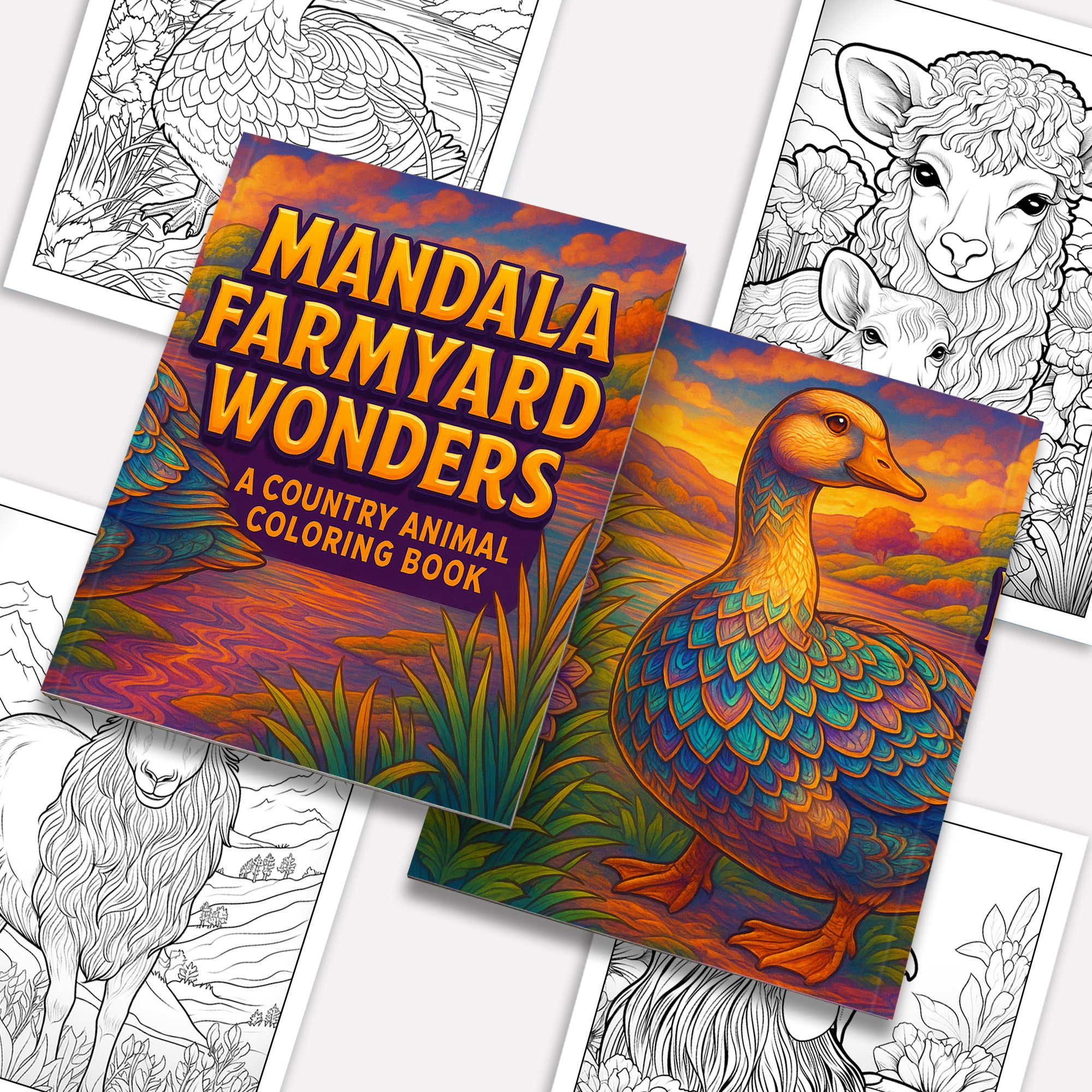 Mandala Farmyard Wonders Coloring Pages – 48 Country Animal Designs for Adults