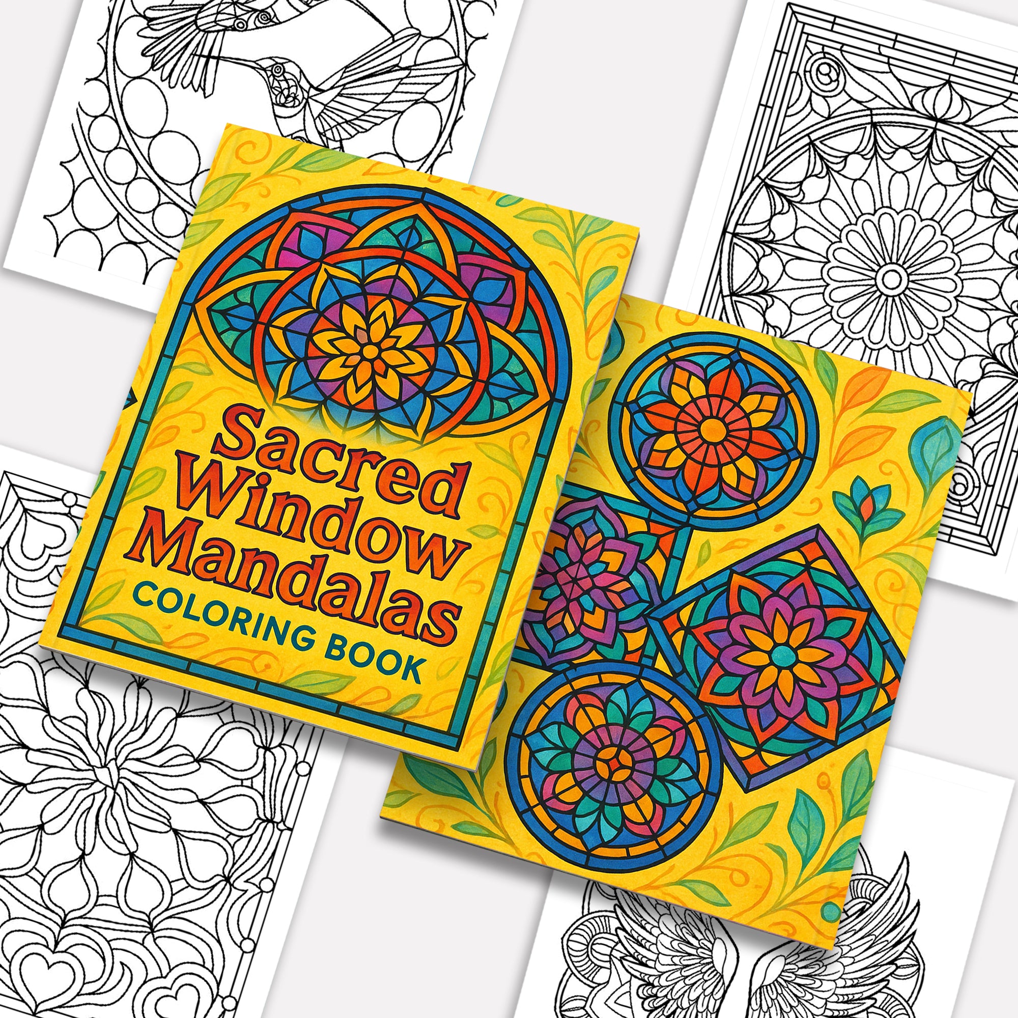 Sacred Window Mandalas – Stained Glass Mandala Coloring Pages – 48 Pages – Bold, Geometric, Radiant Patterns – For Adults