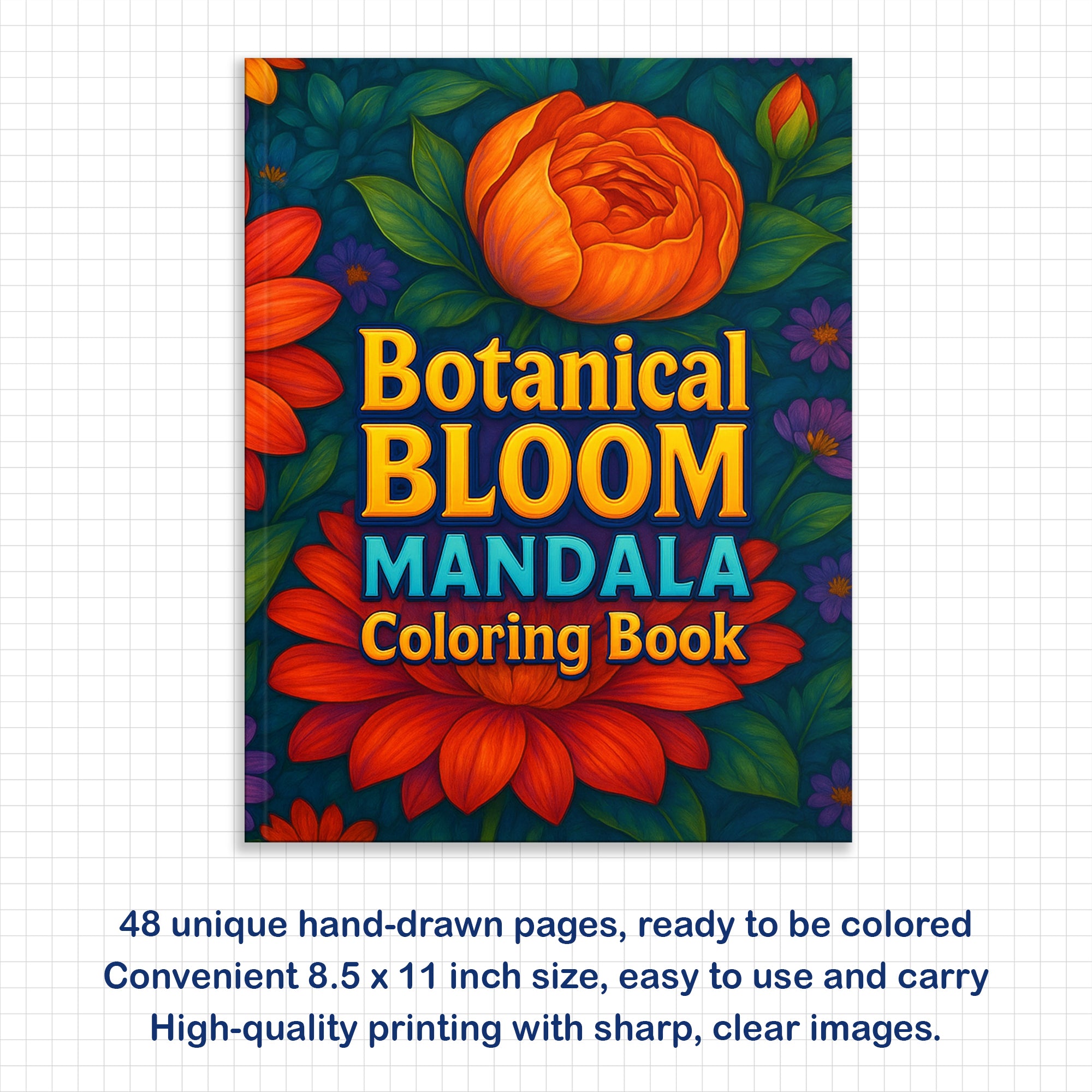 Botanical Bloom Mandala Coloring Pages – 48 Elegant Floral Designs for Adults