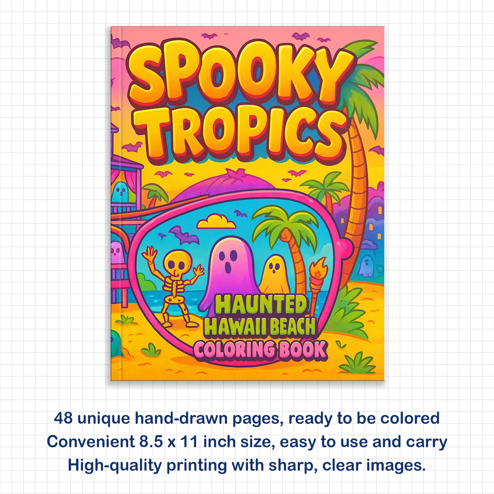 Spooky Tropics Coloring Pages – 48 Haunted Beach & Ghost Designs – For Kids