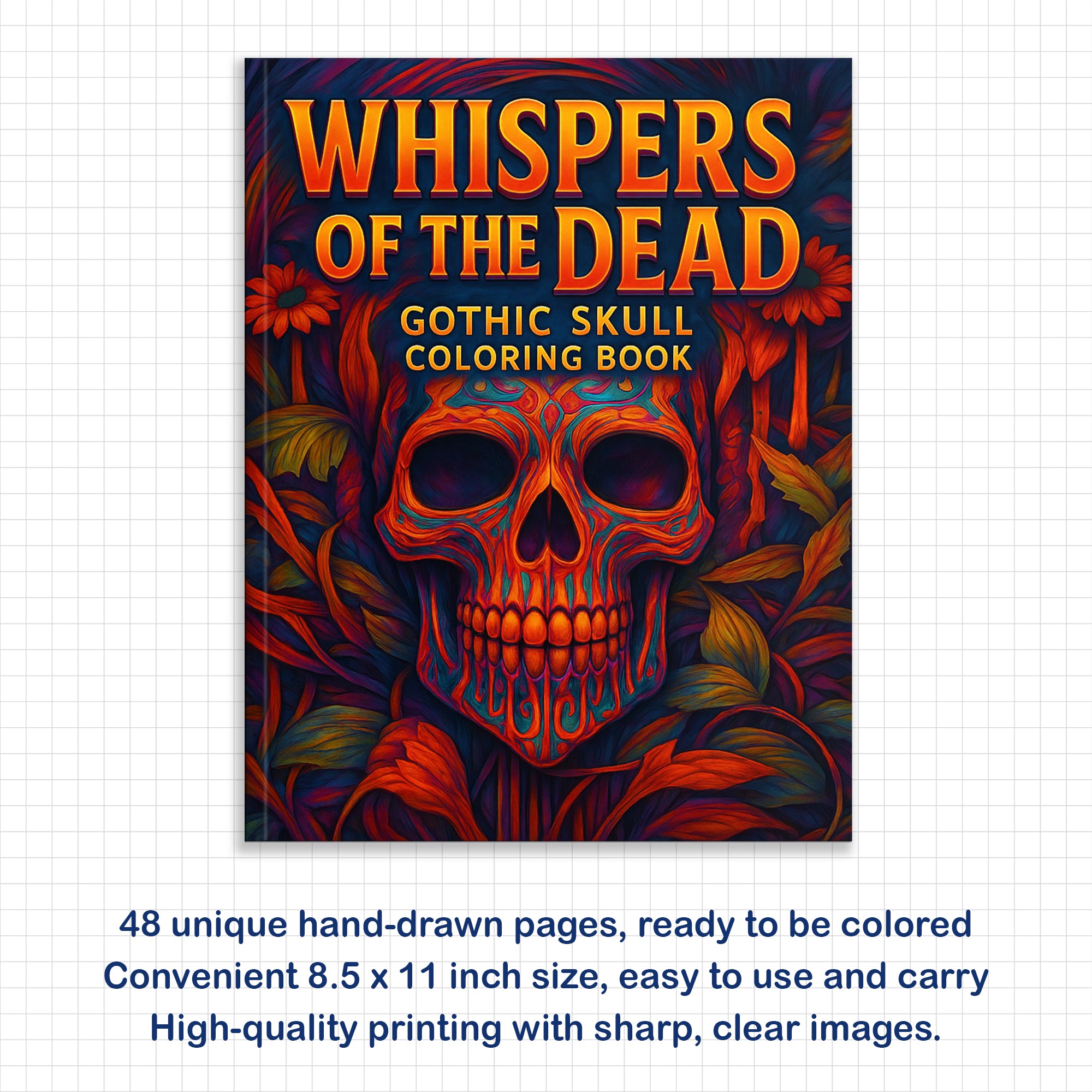 Whispers of the Dead Coloring Pages – 48 Gothic Skull Designs – For Adults