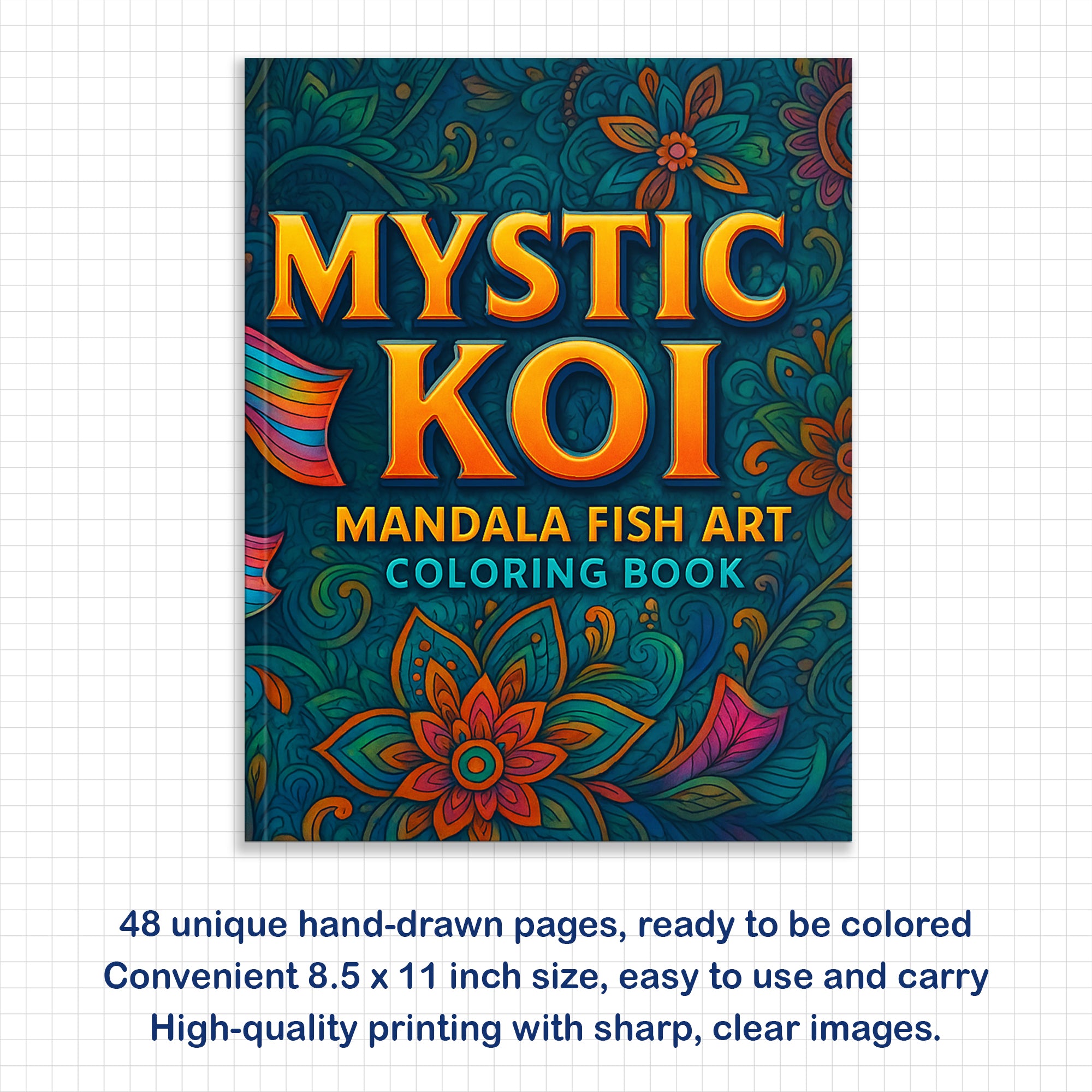 Mystic Koi Coloring Pages – 48 Intricate Fish Mandala Designs – For Adults