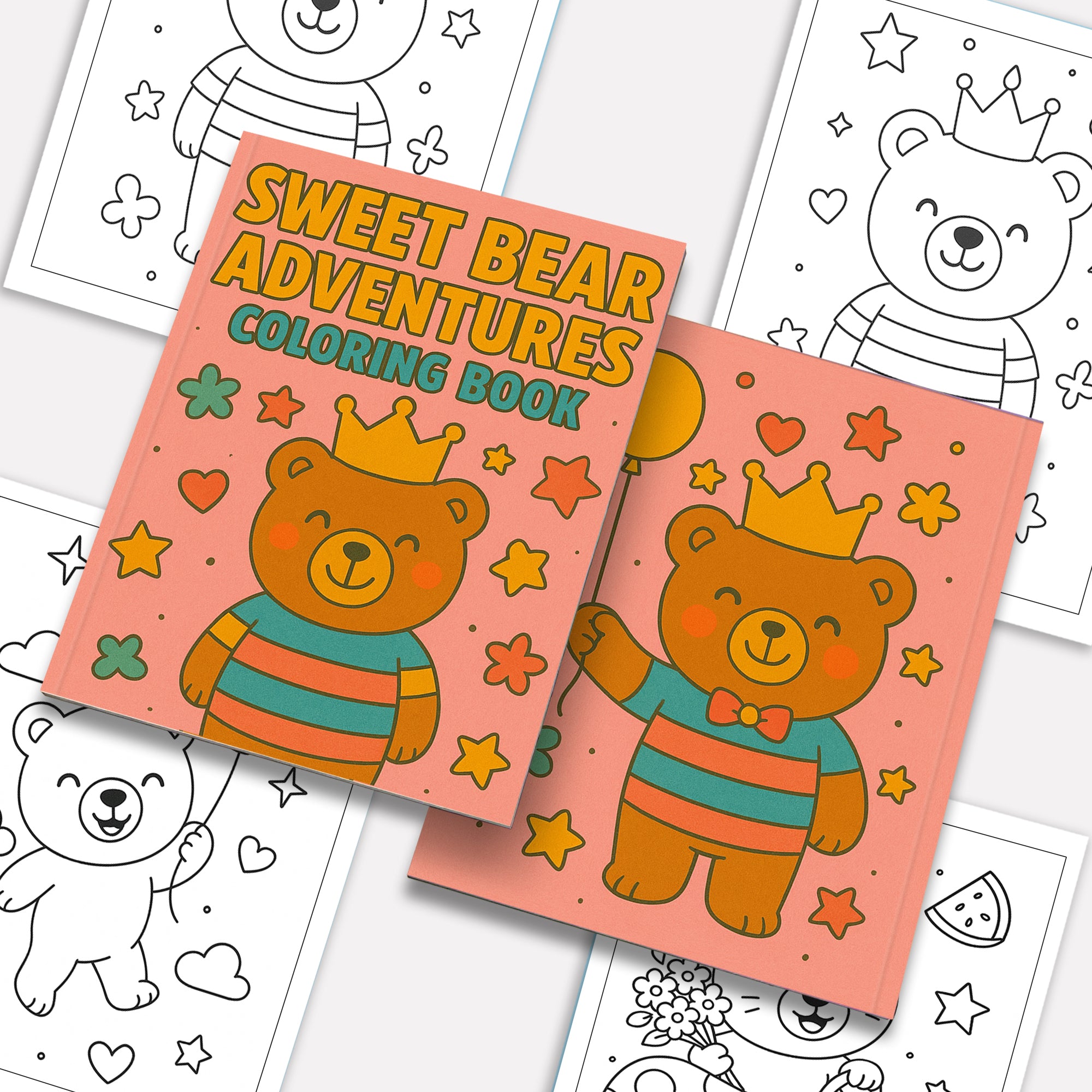 Sweet Bear Adventures – Animal Coloring Pages – 48 Pages – Playful, Gentle, Woodland Fun – For Kids