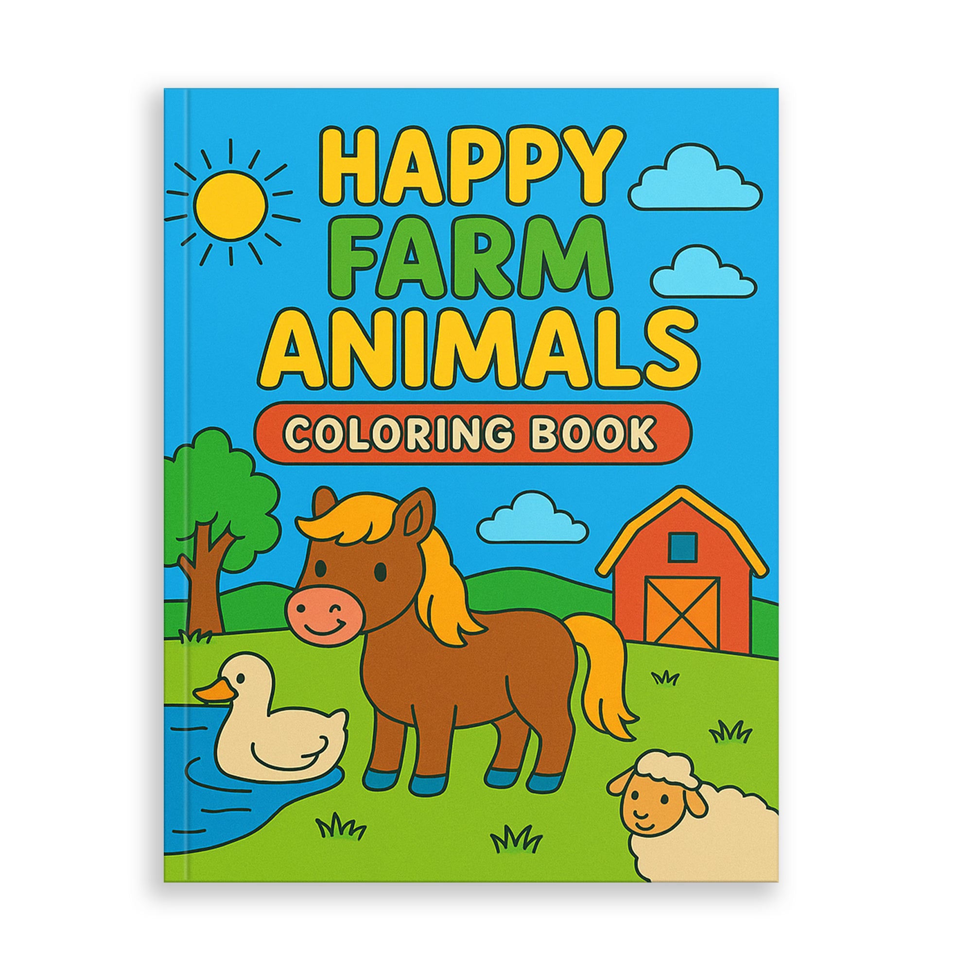 Happy Farm Animals Coloring Book – 48 Fun Coloring Pages for Kids