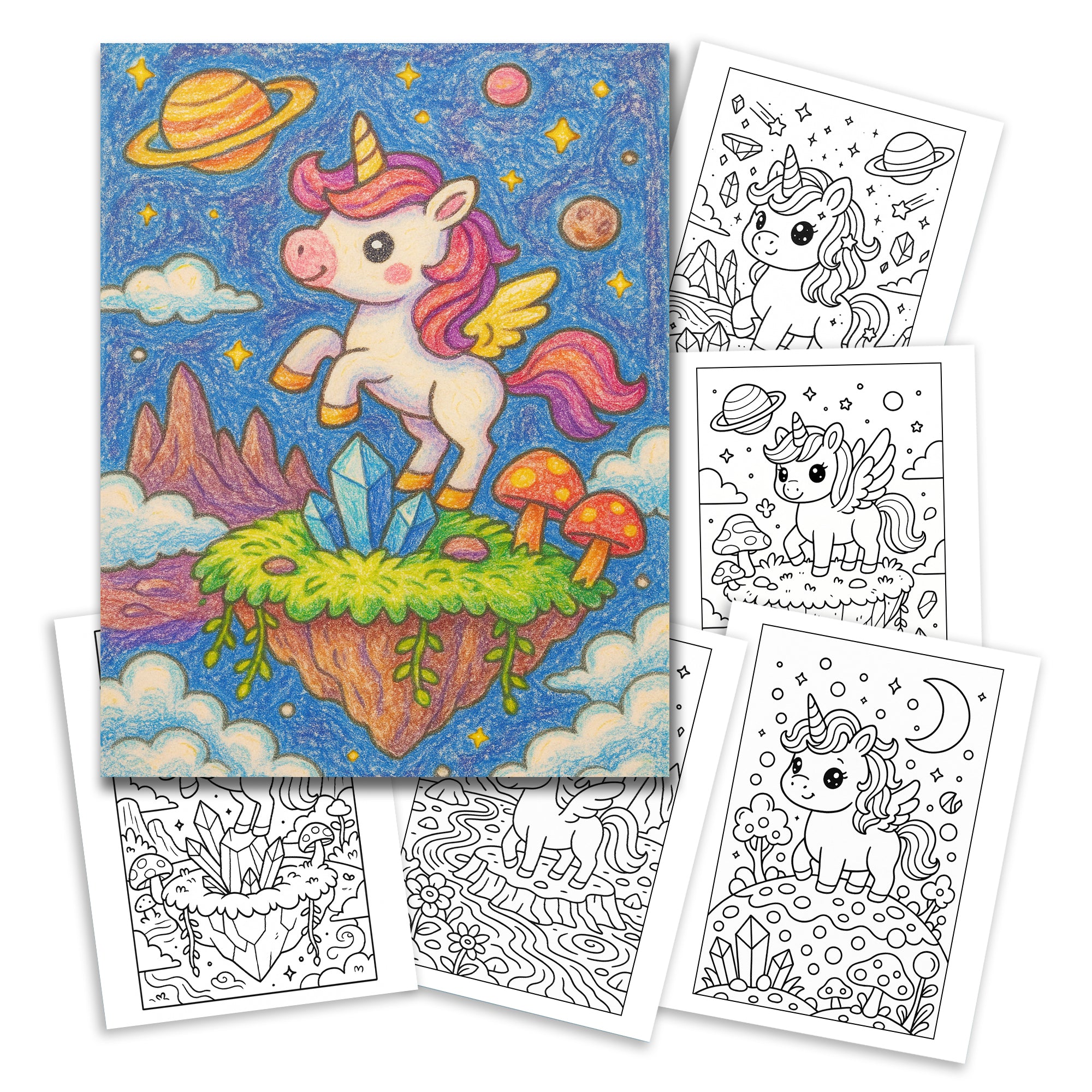 Color the Stars  – A Galaxy Unicorn Adventure in Crystals and Cosmos - Unicorn Coloring Book