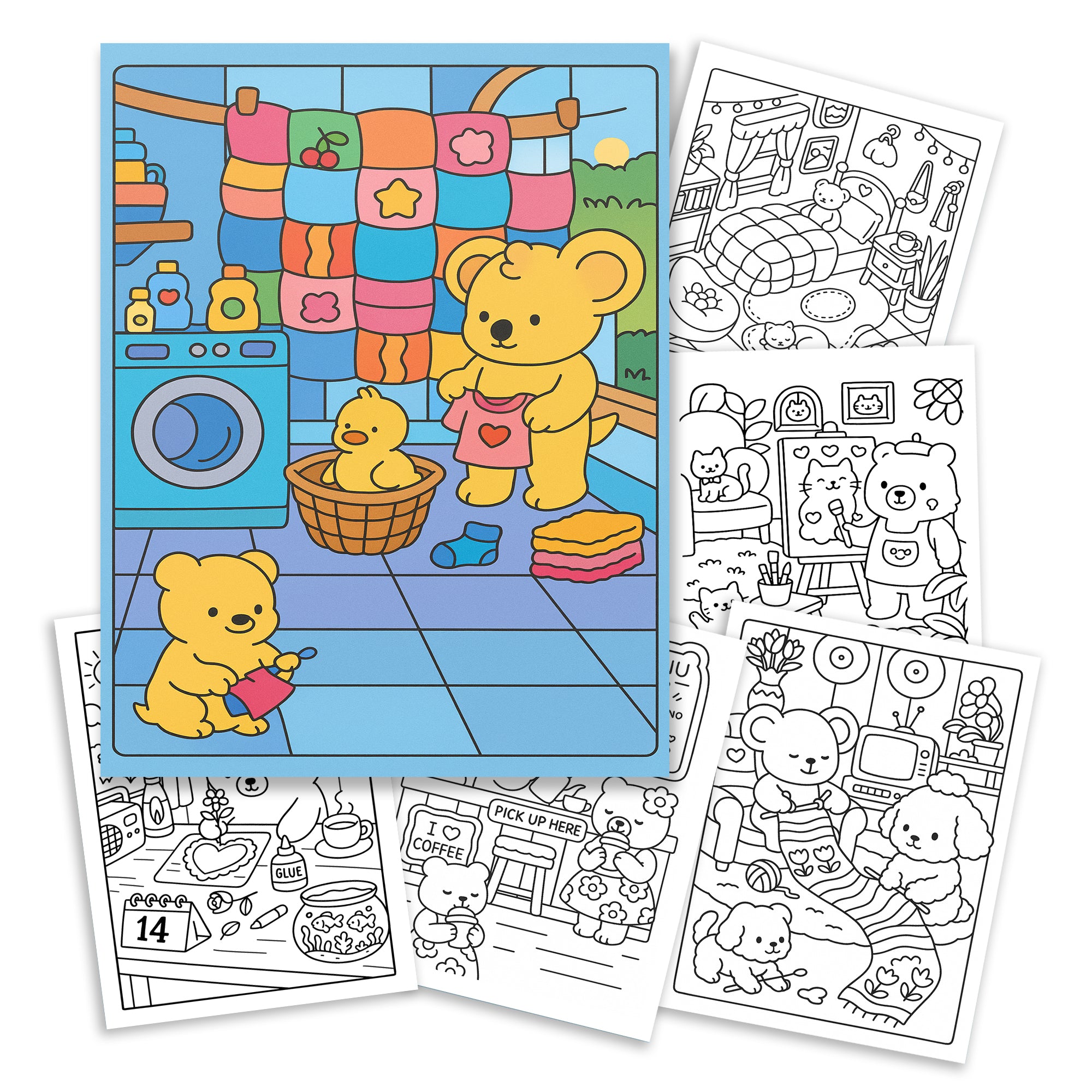 Cozy Bear Days – A Kawaii Coloring Adventure | 48 Adorable Cozy Bear-Themed Pages for Relaxation & Fun
