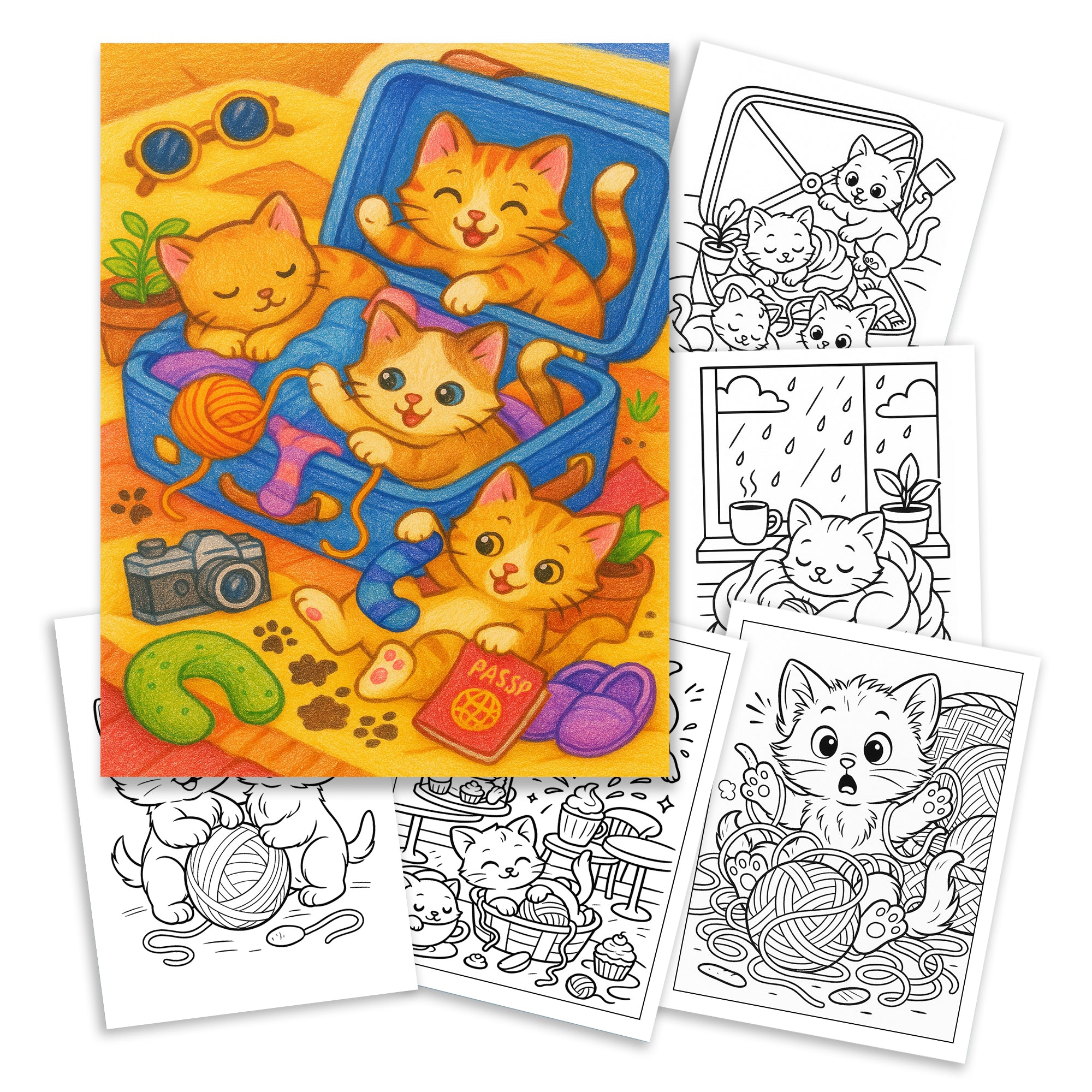 Cat Life - A Funny and Relaxing Coloring Book