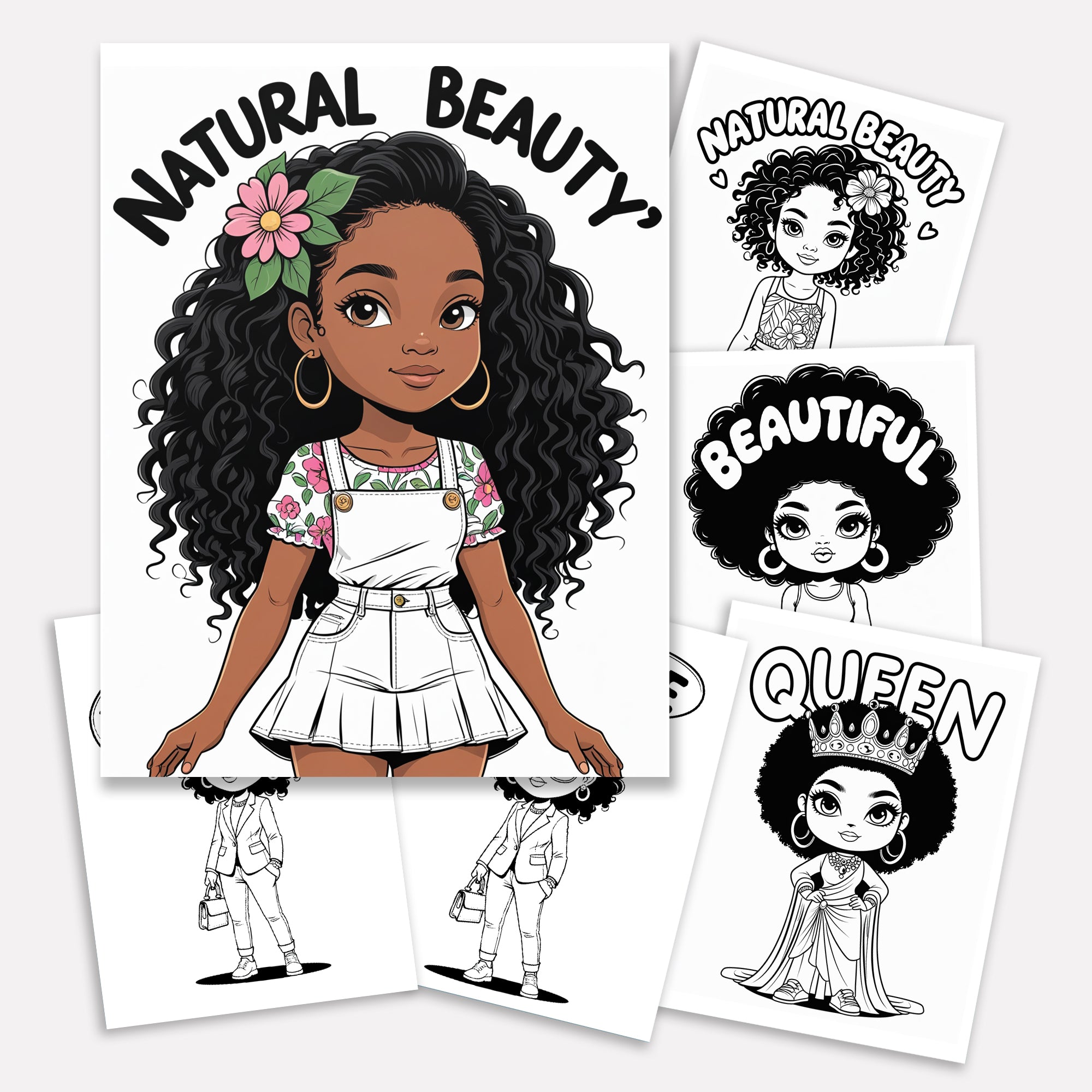 Afro Cuties Coloring Pages – 48 Pages – Cute, Chibi, Black Girl Magic – For Kids